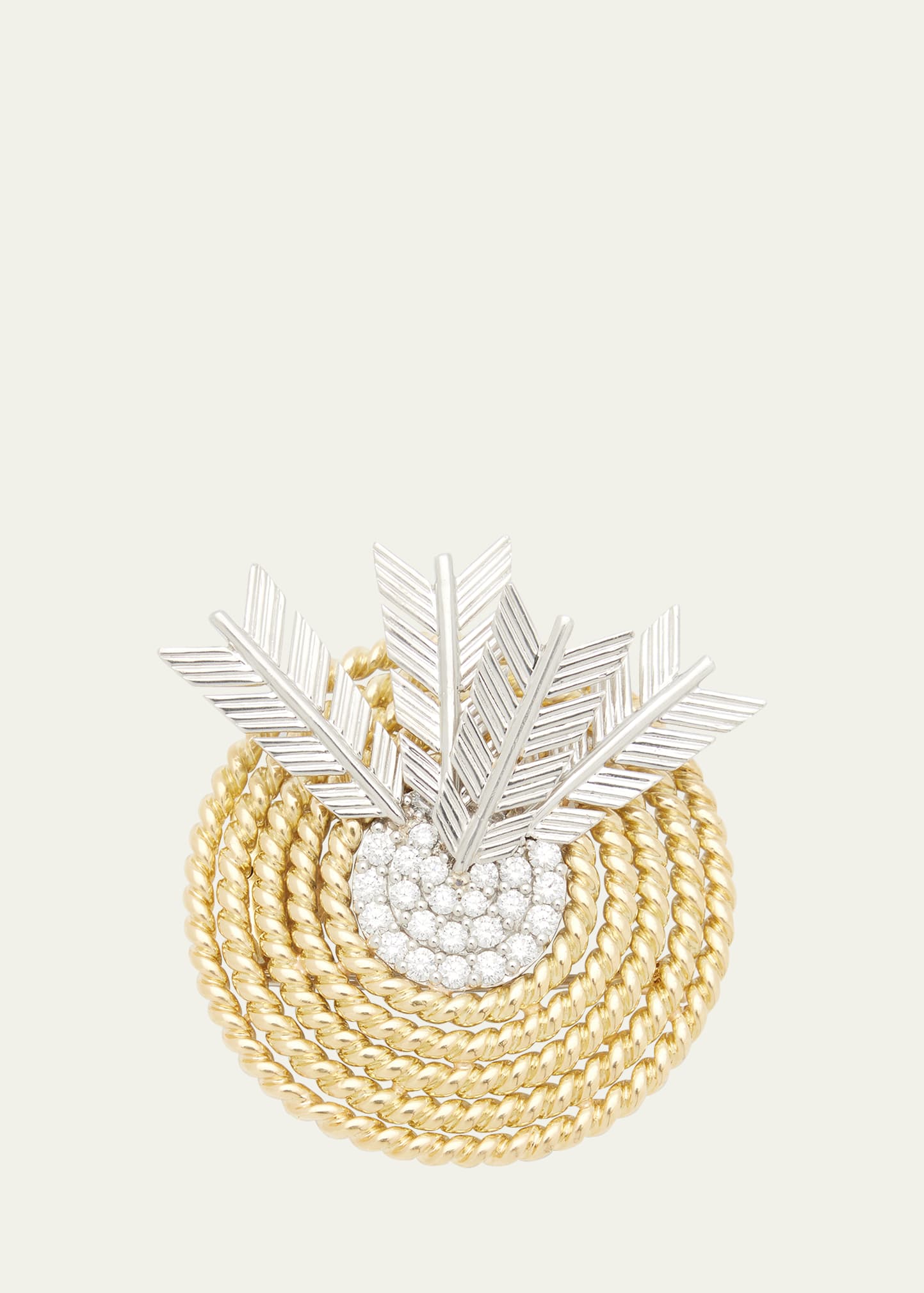 18K Yellow Gold Target Brooch with Diamonds