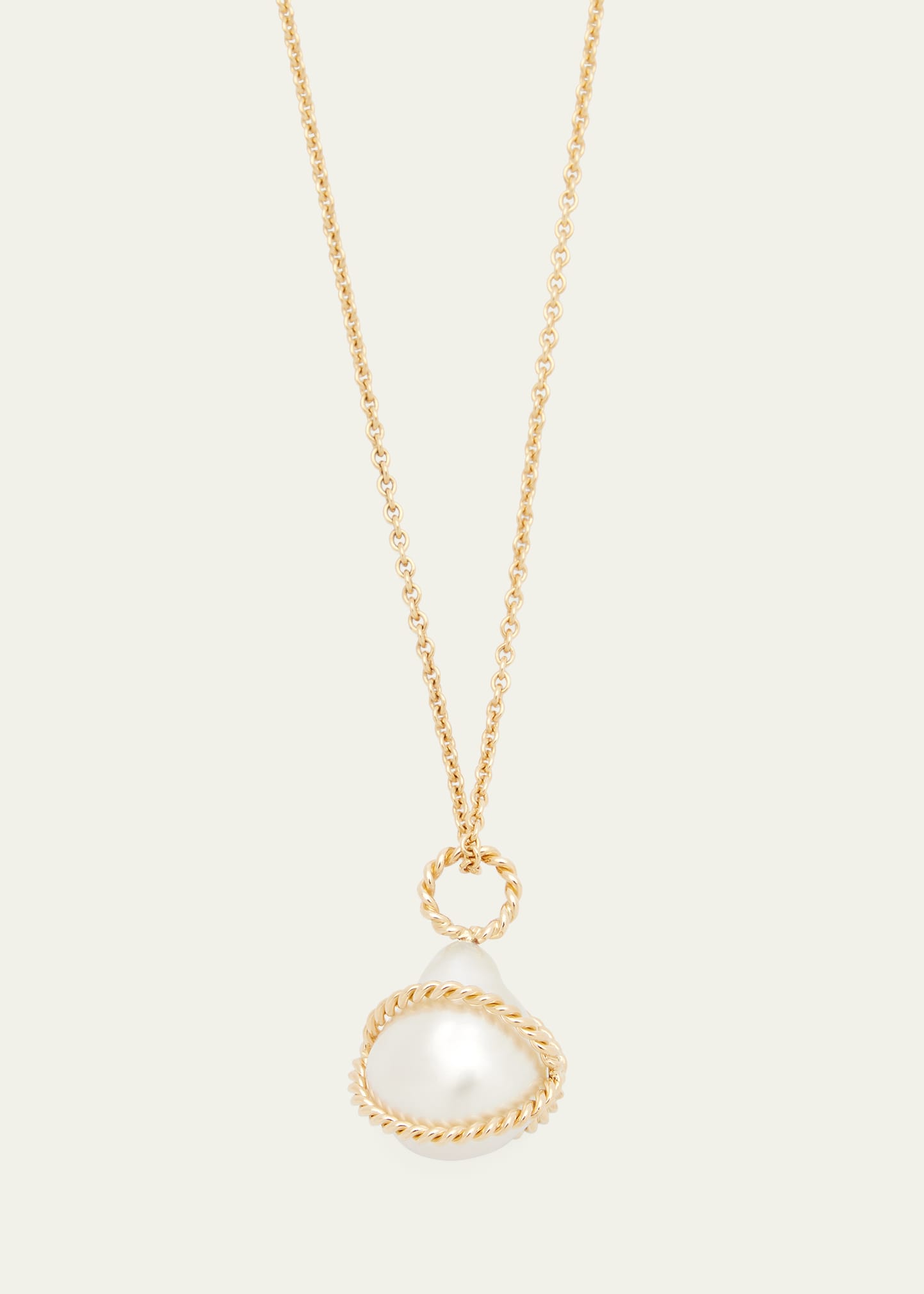 18K Yellow Gold Wrapped Pearl Pendant Necklace