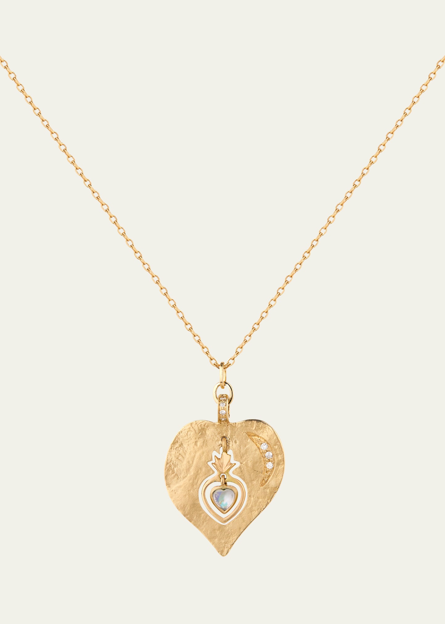 Celine Daoust Heart On Fire Necklace with Moonstone and Diamonds