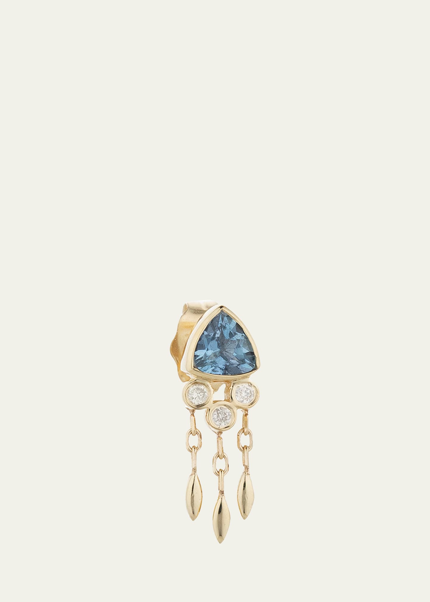 Celine Daoust Trillion Aquamarine and Diamond Fringe Stud Earring, Single