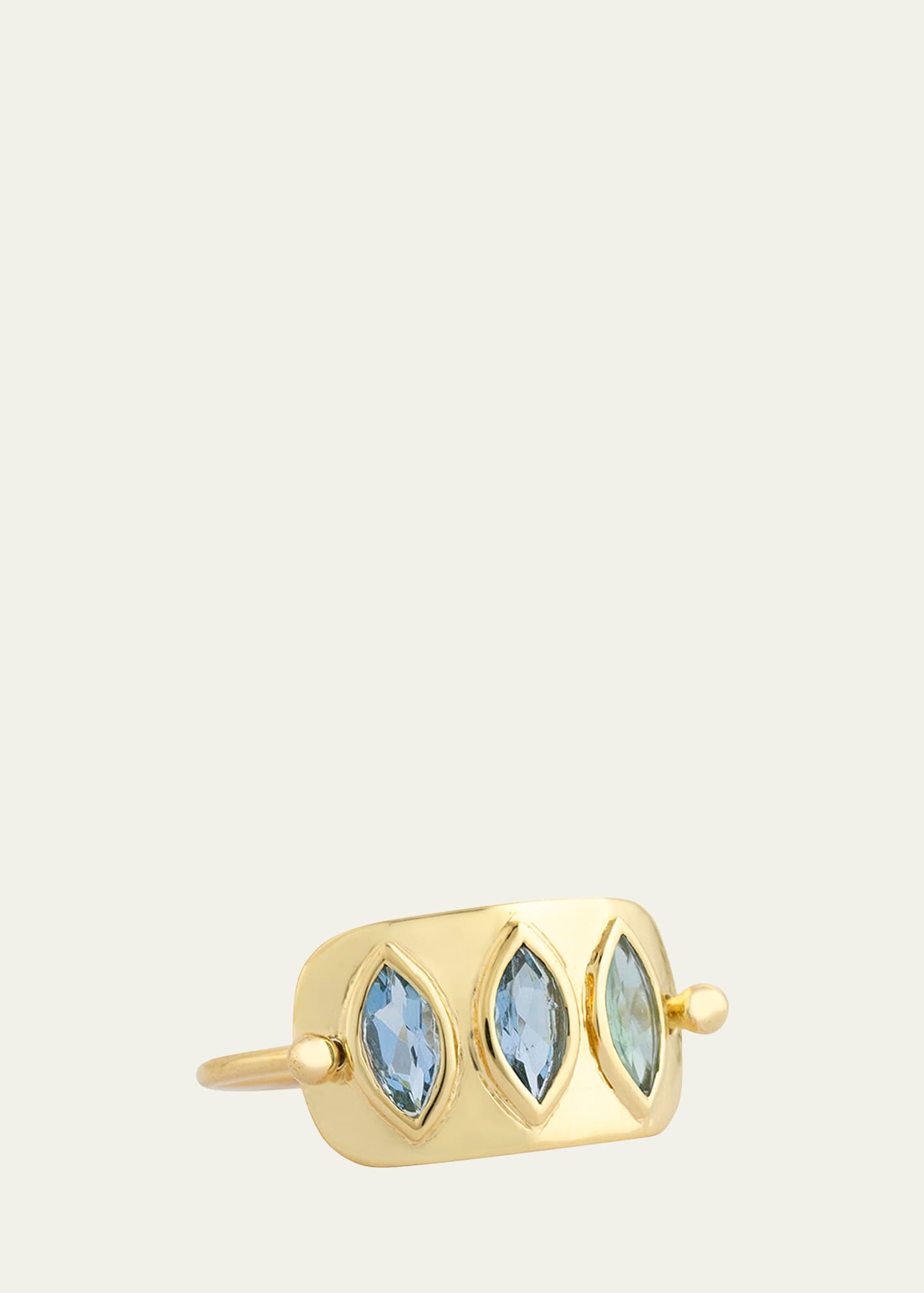 Celine Daoust Triple Marquis Aquamarine Ring