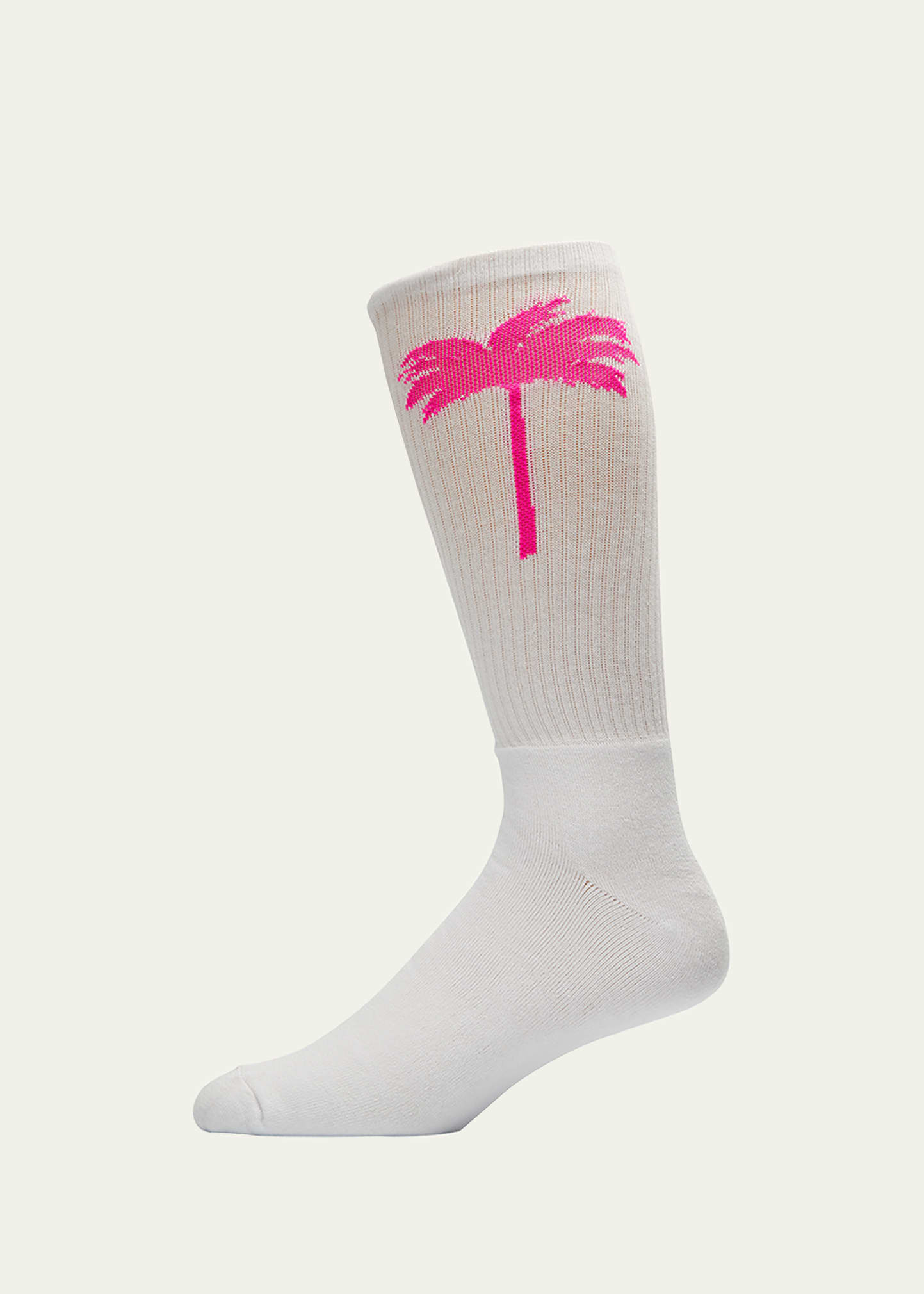 Shop Palm Angels Men's Palm Tree Crew Socks In Fuchsia