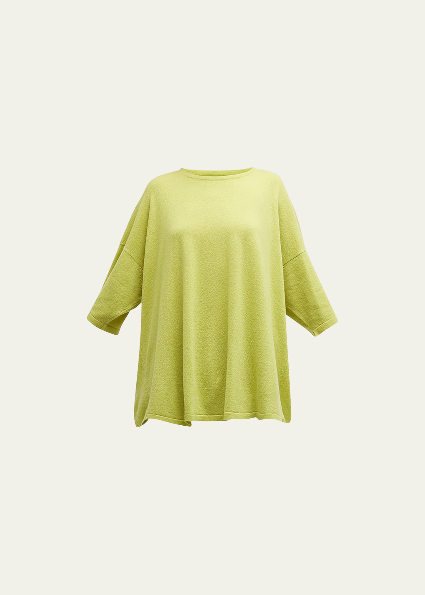Angle-To-Front Side Seam Cashmere T-Shirt (Mid-Plus Length)