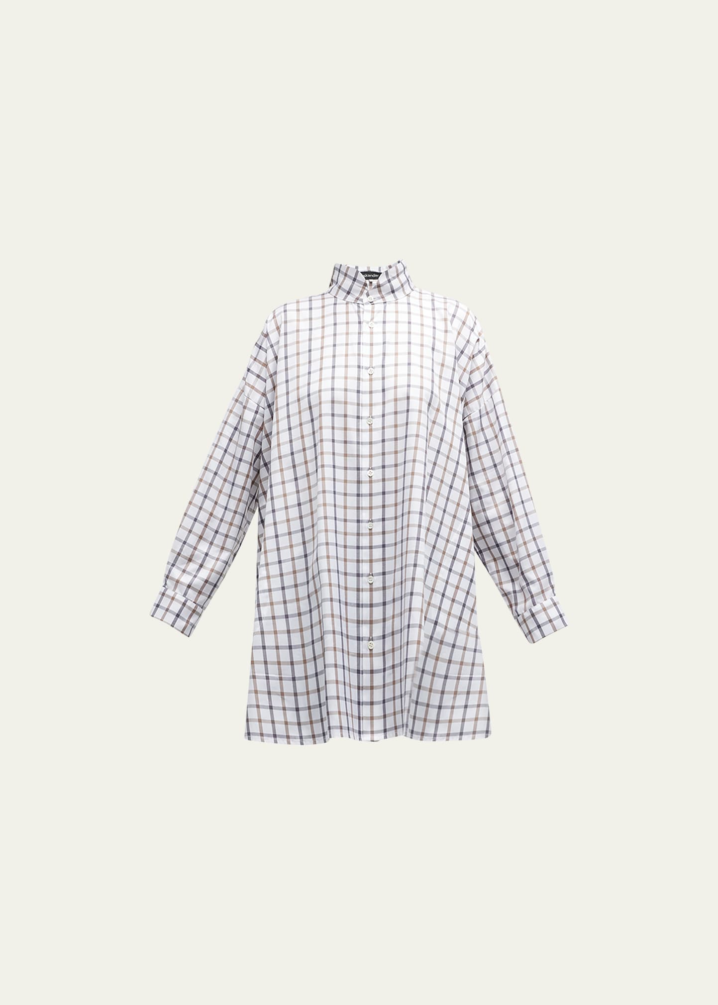 Wide A-Line Double Stand Collar Classic Shirt (Long Plus Length)