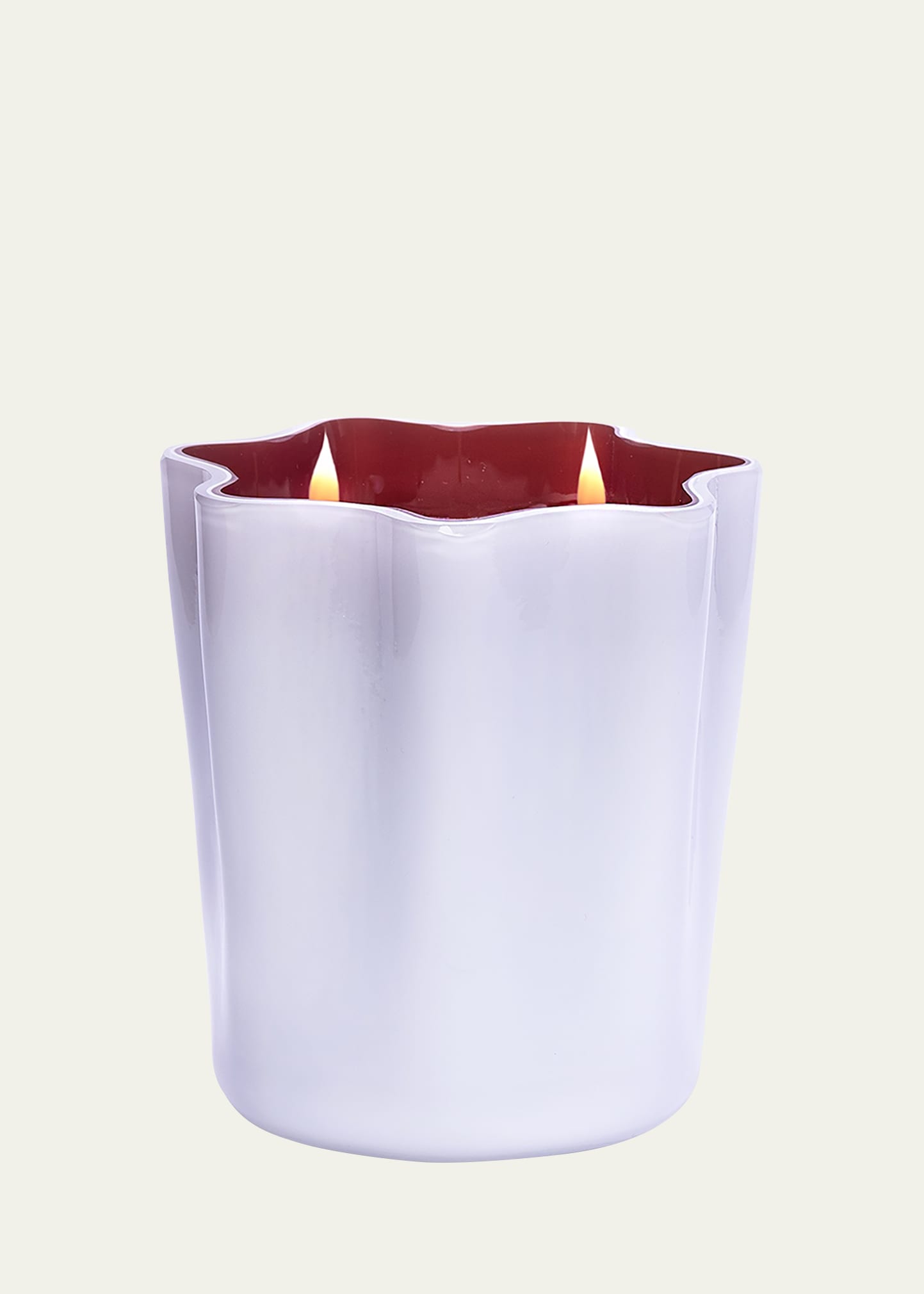Aina Kari Fancy 14 Oz. Murano Glass Candle In White Red