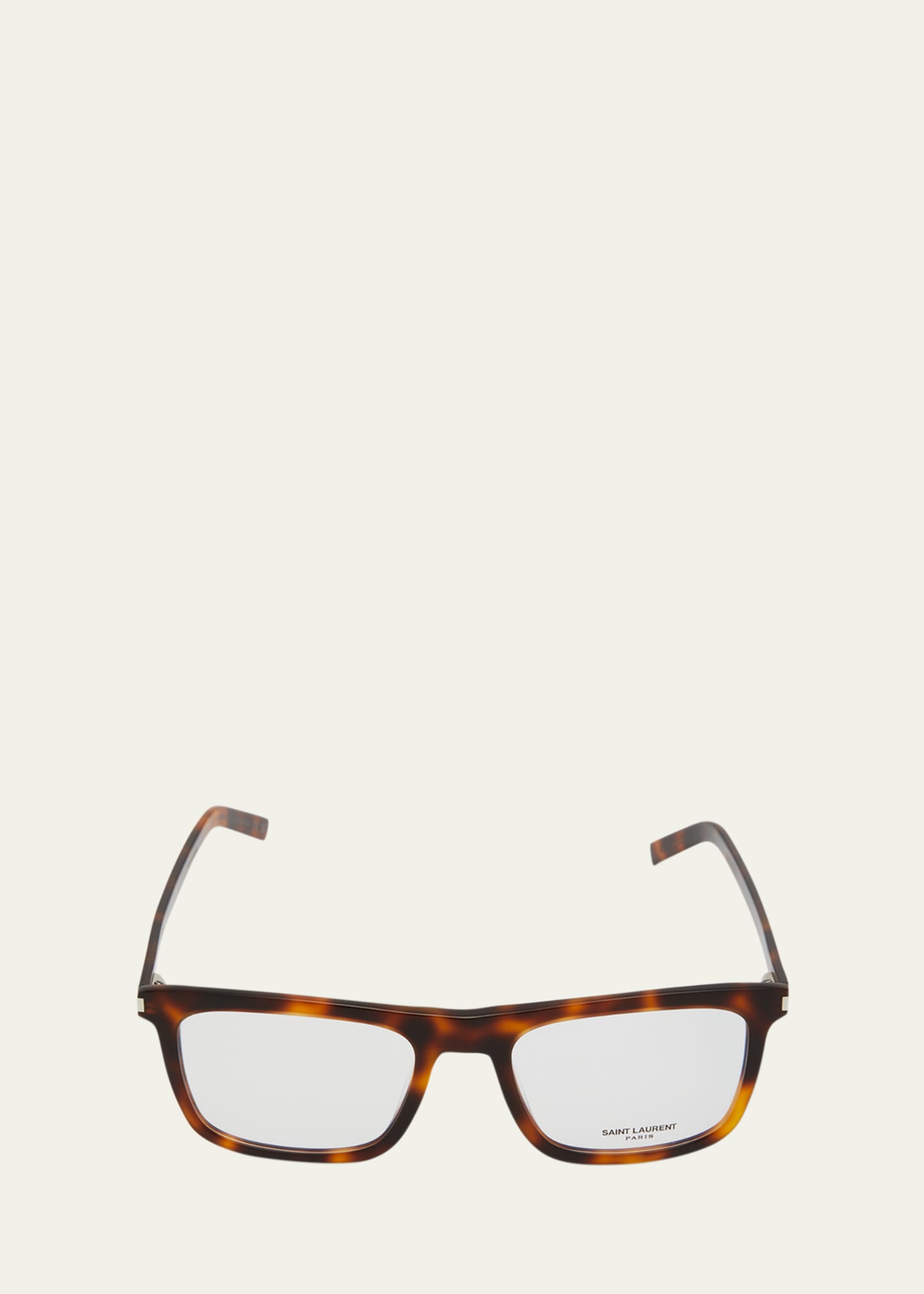 Saint Laurent Men's Acetate Rectangle Optical Frames In Havana