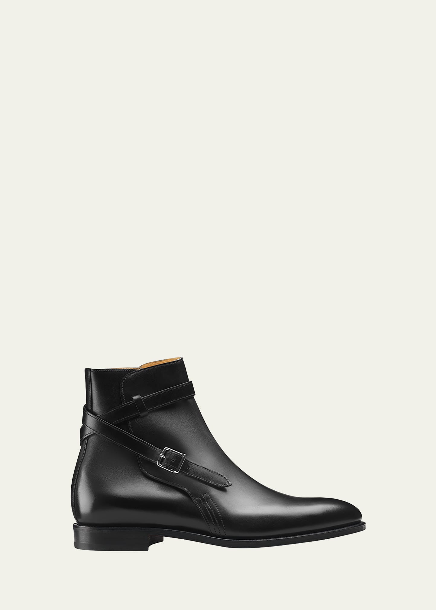 John Lobb Men's Abbot Cross-strap Leather Ankle Boots In Black