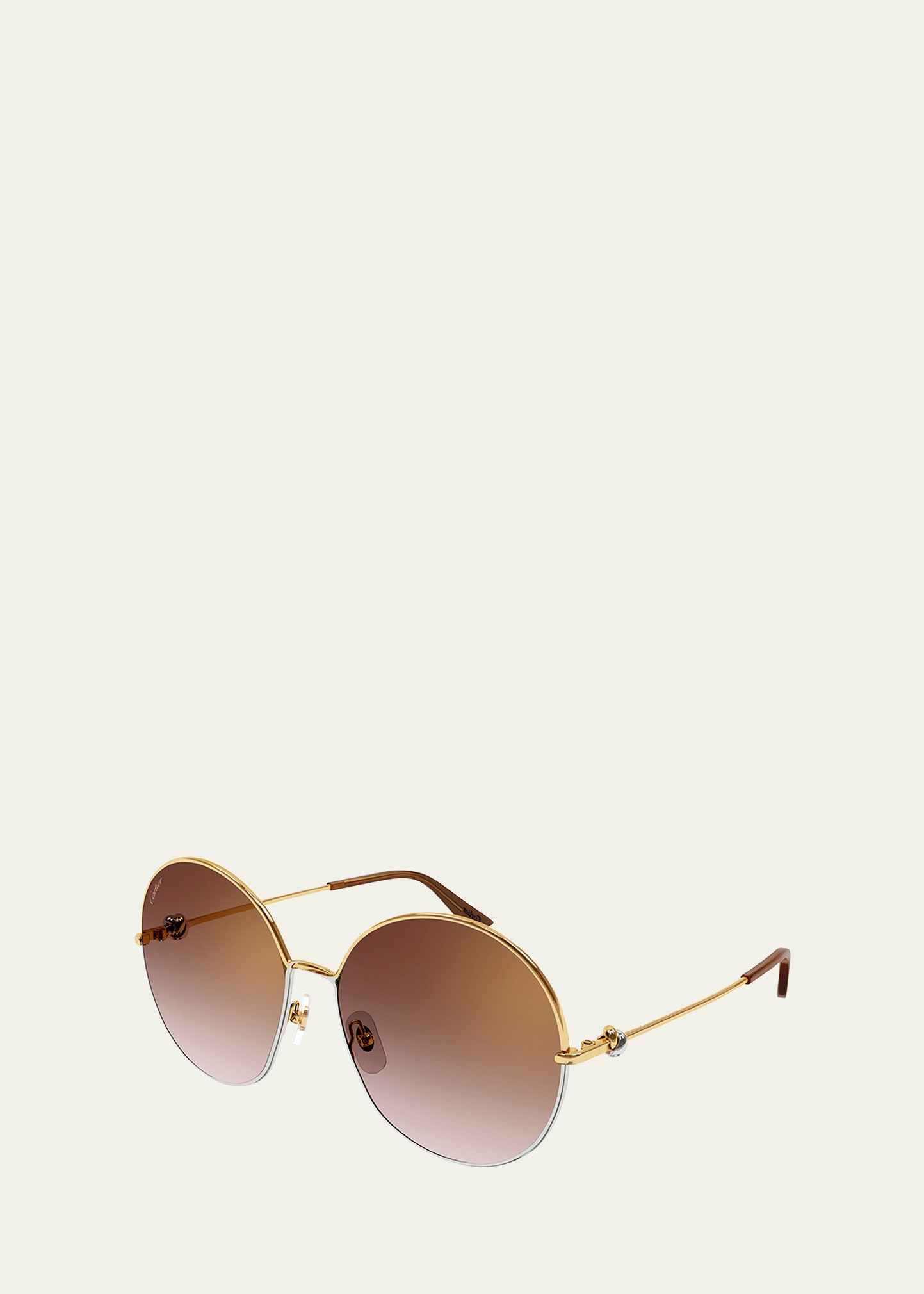 Cartier Two-tone Knotted Round Metal Sunglasses In Gold