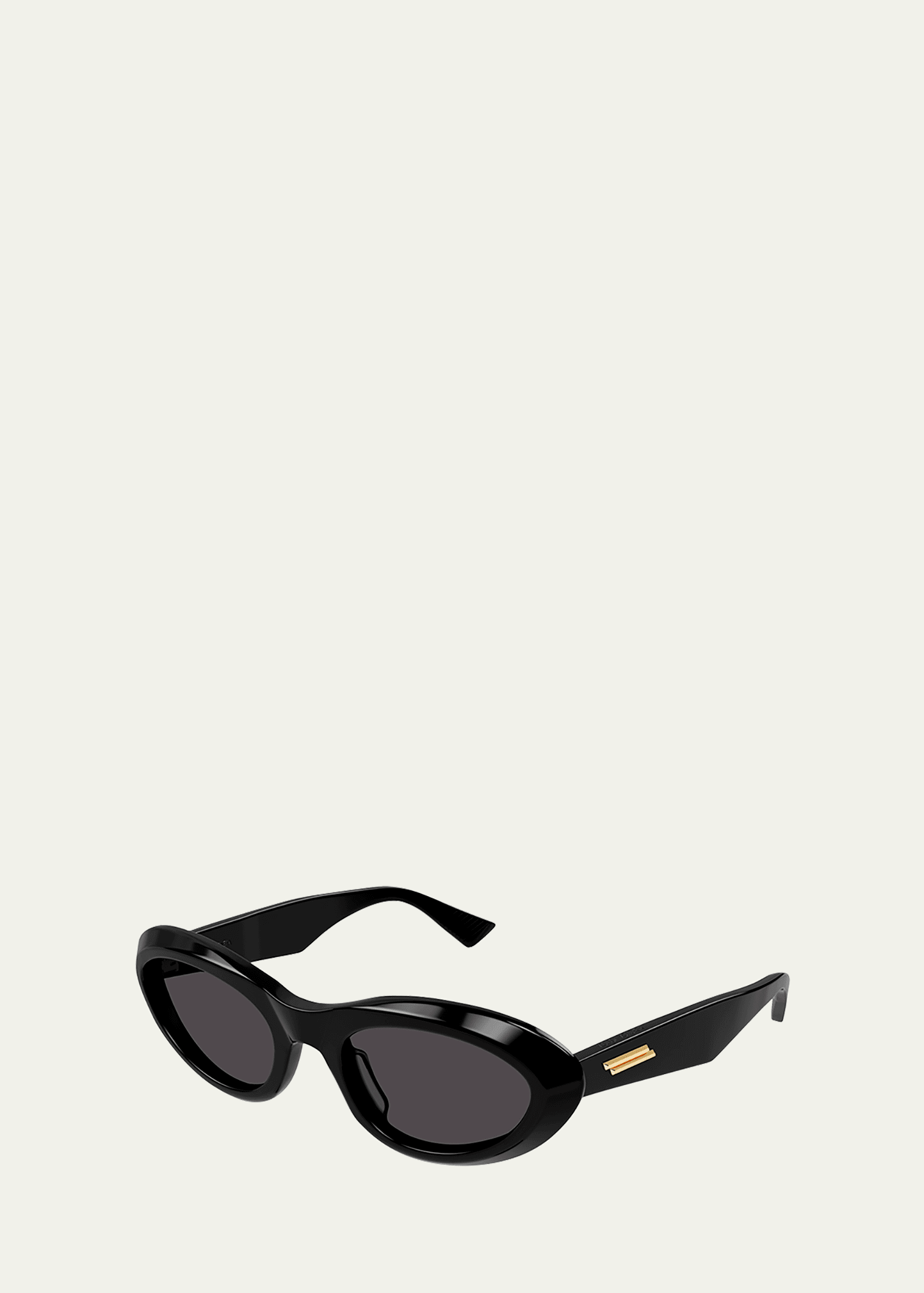 Bottega Veneta Eyewear Oval Frame Sunglasses In Shiny Black