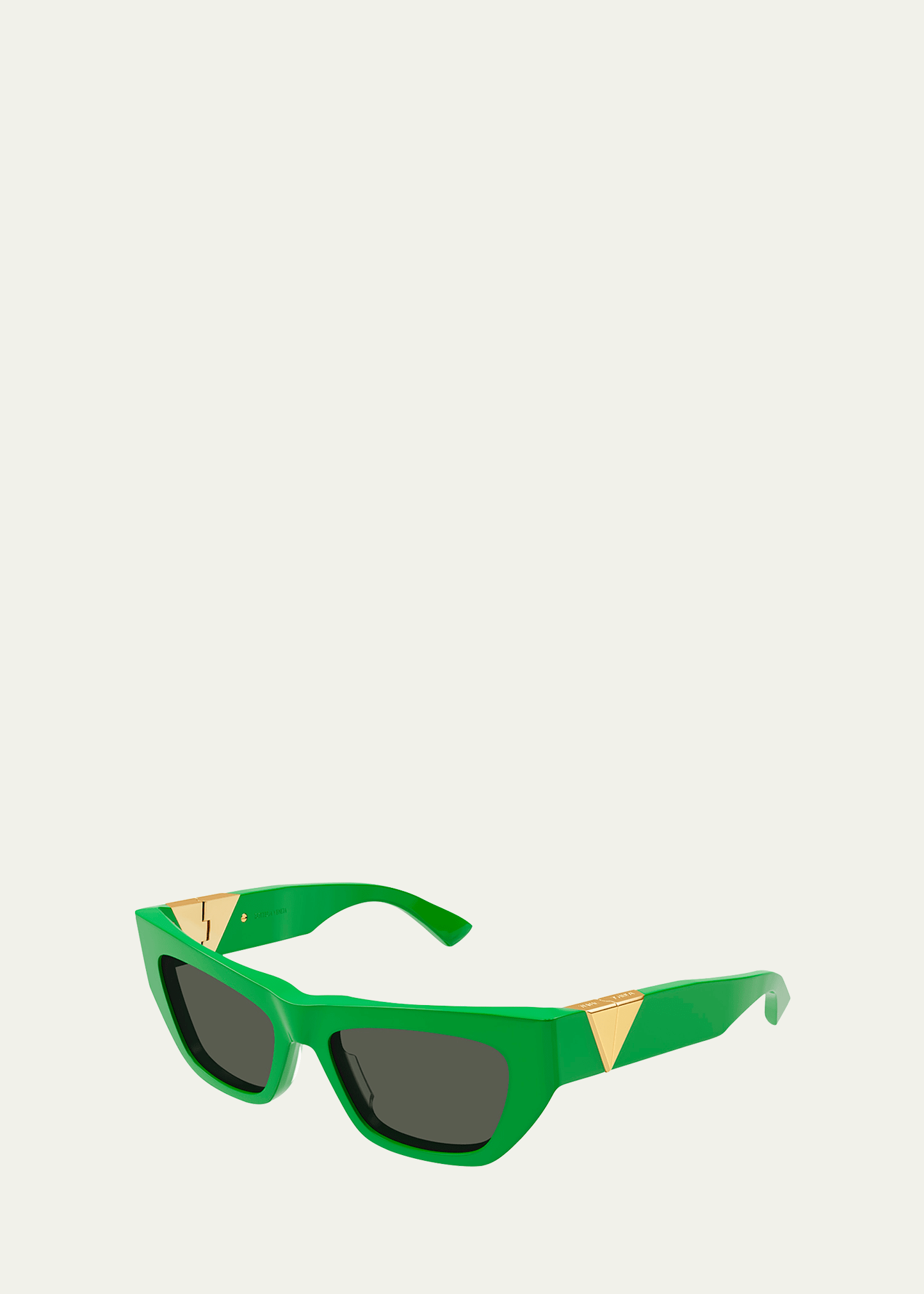 Bottega Veneta Inverted Triangle Acetate Cat-eye Sunglasses In Shiny Solid Green