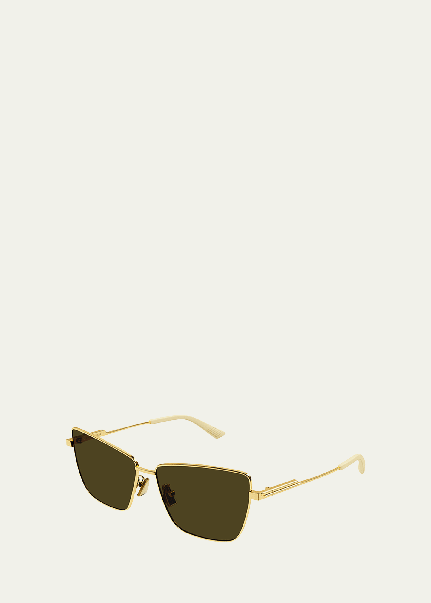 Shop Bottega Veneta Rectangle Golden Metal Sunglasses In Shiny Gold