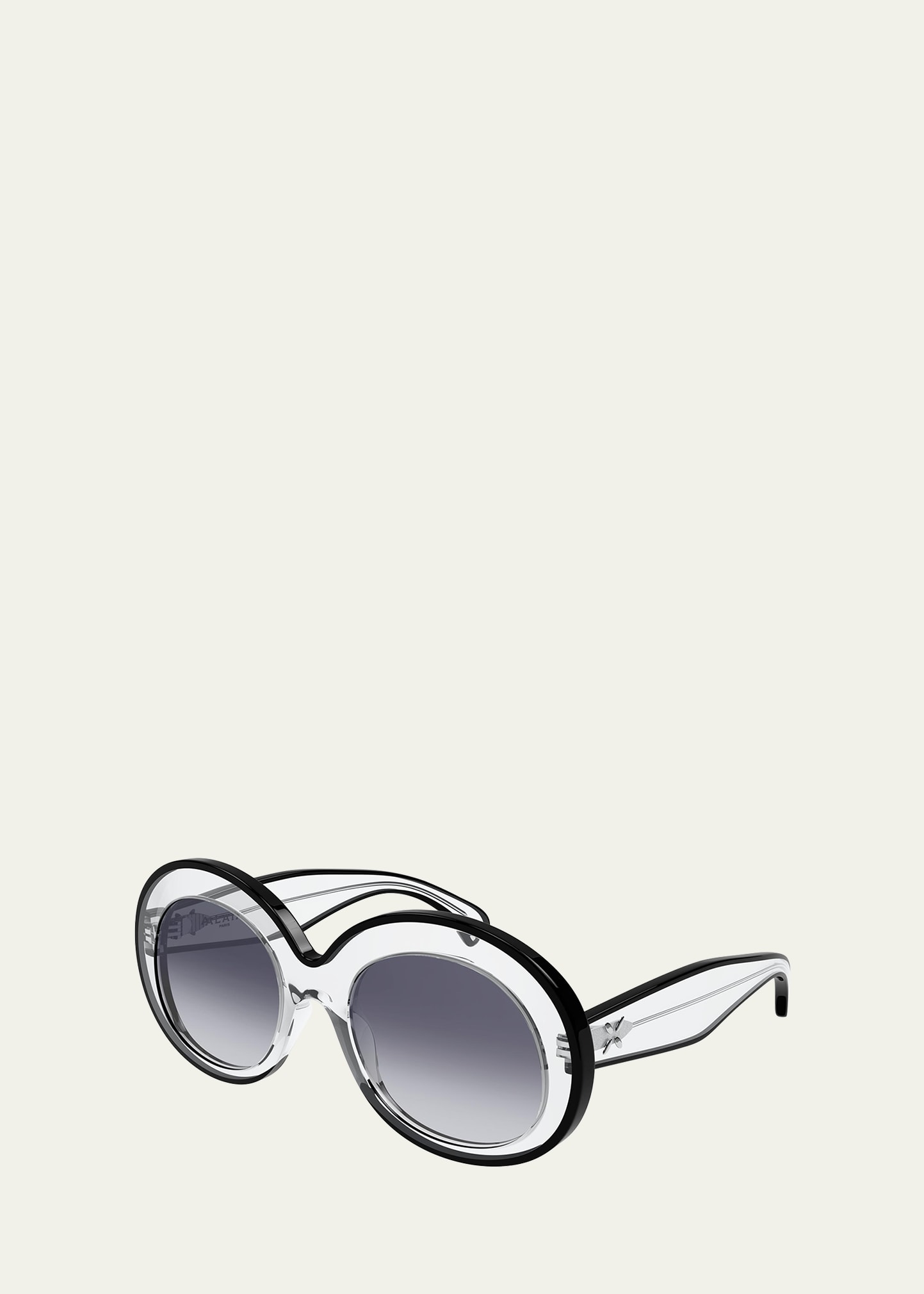 Clear Contrasting Round Acetate Sunglasses