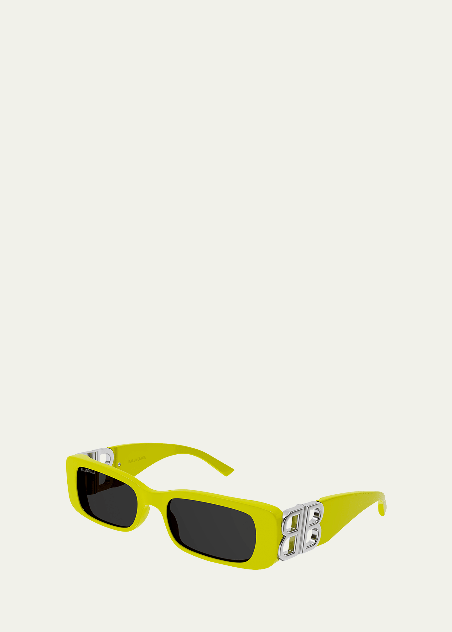 Balenciaga Logo-plaque Rectangle-frame Sunglasses In Yellow