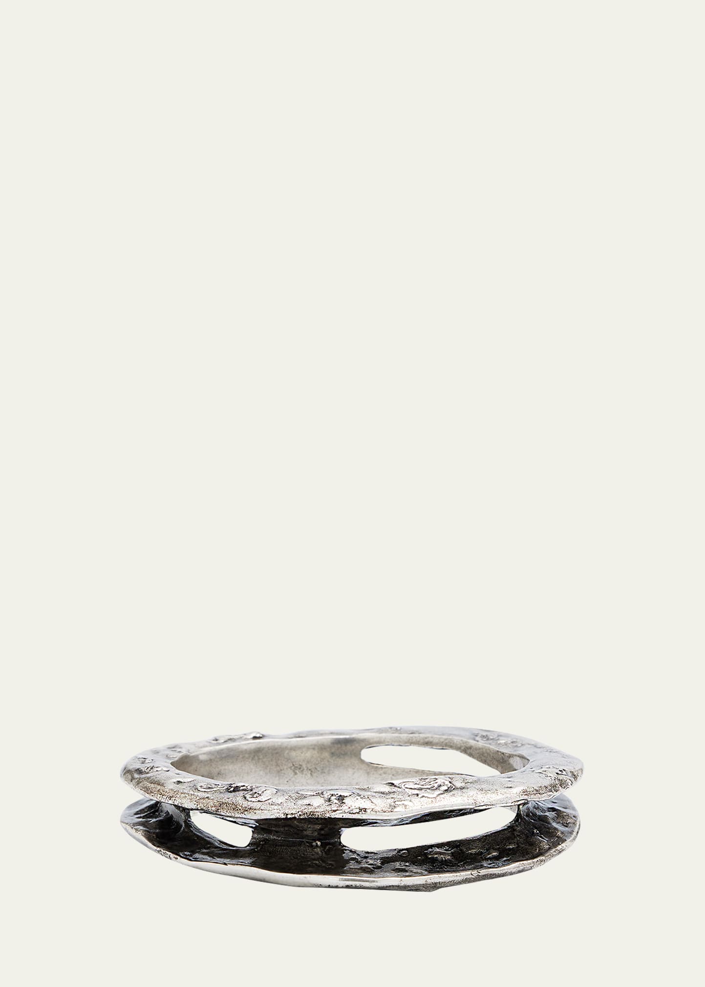 Saint Laurent Arty Hammered-effect Bangle In Silver