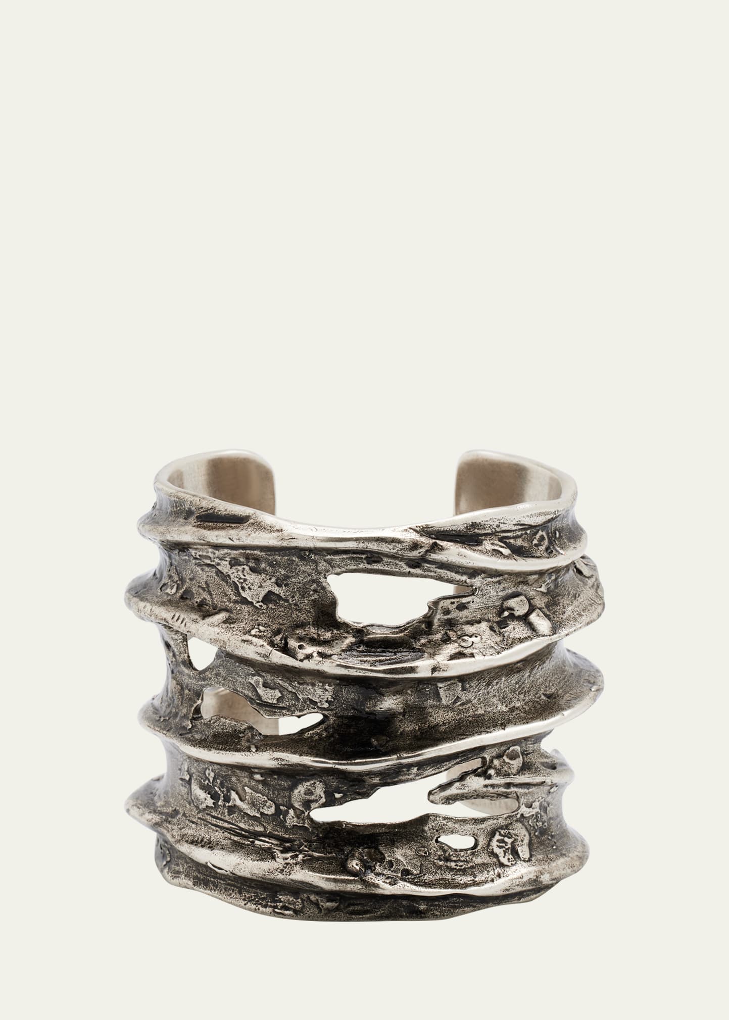 Saint Laurent Haute Arty Manchette Cuff Bracelet In Old Silver