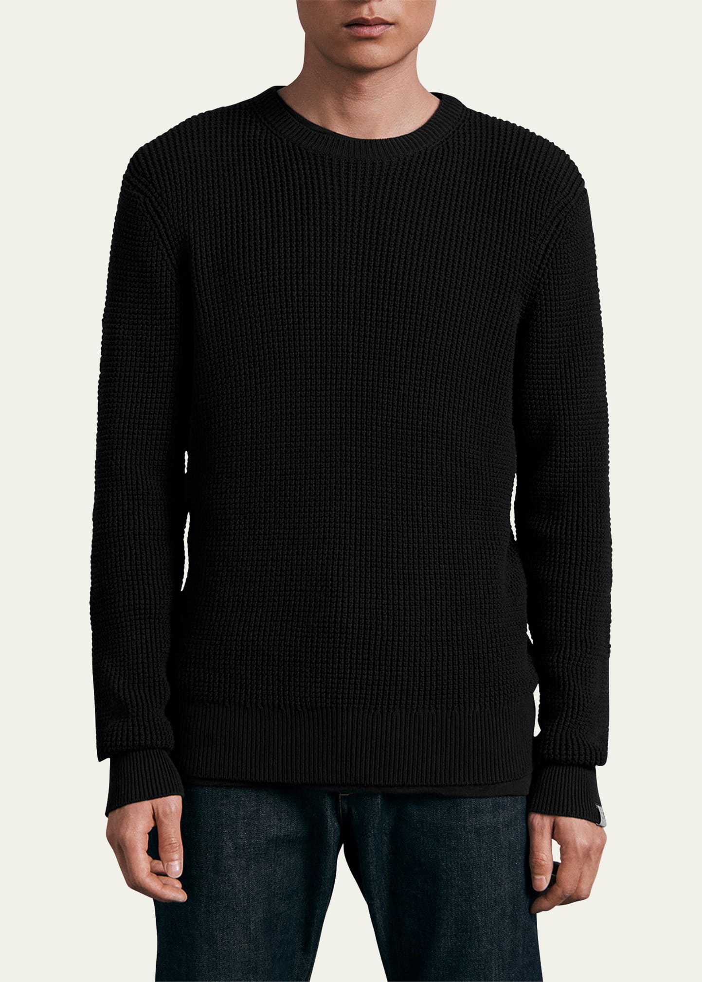Rag & Bone Icons Dexter Waffle-knit Cotton Sweater In Black
