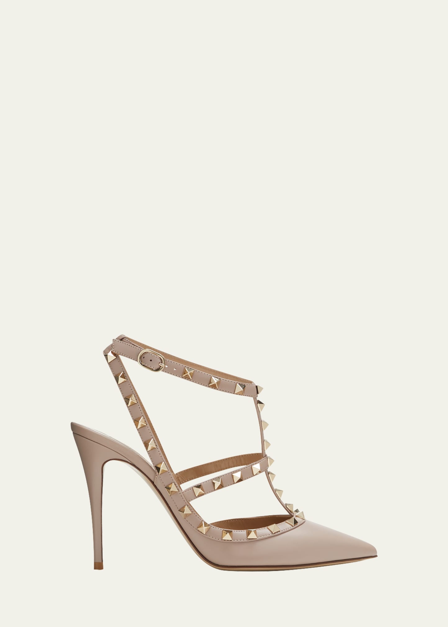 Shop Valentino Roman Stud Pointed Caged Pumps In Poudre