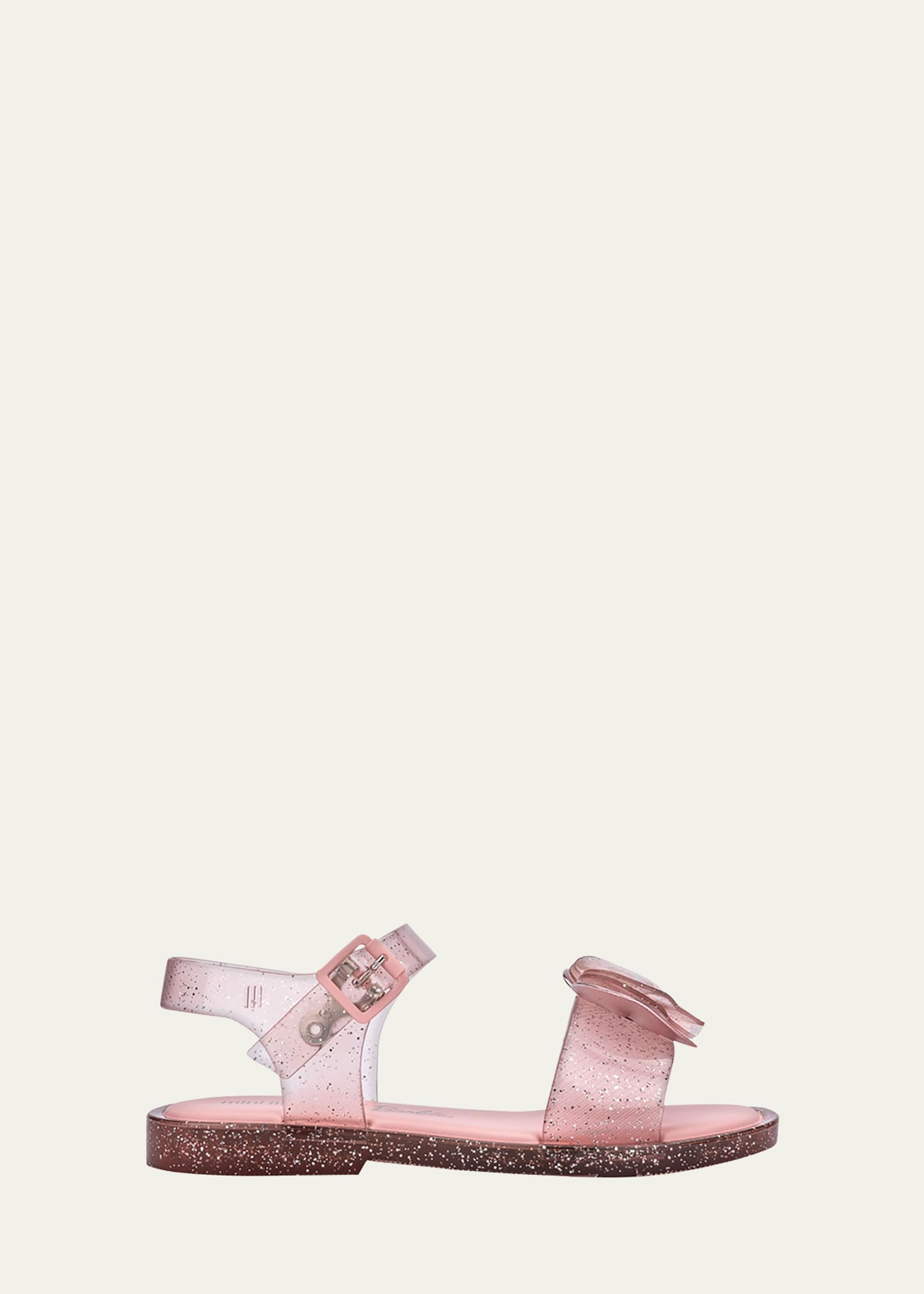 Melissa X Barbie Mini Mar Sandal In Pink Glitter