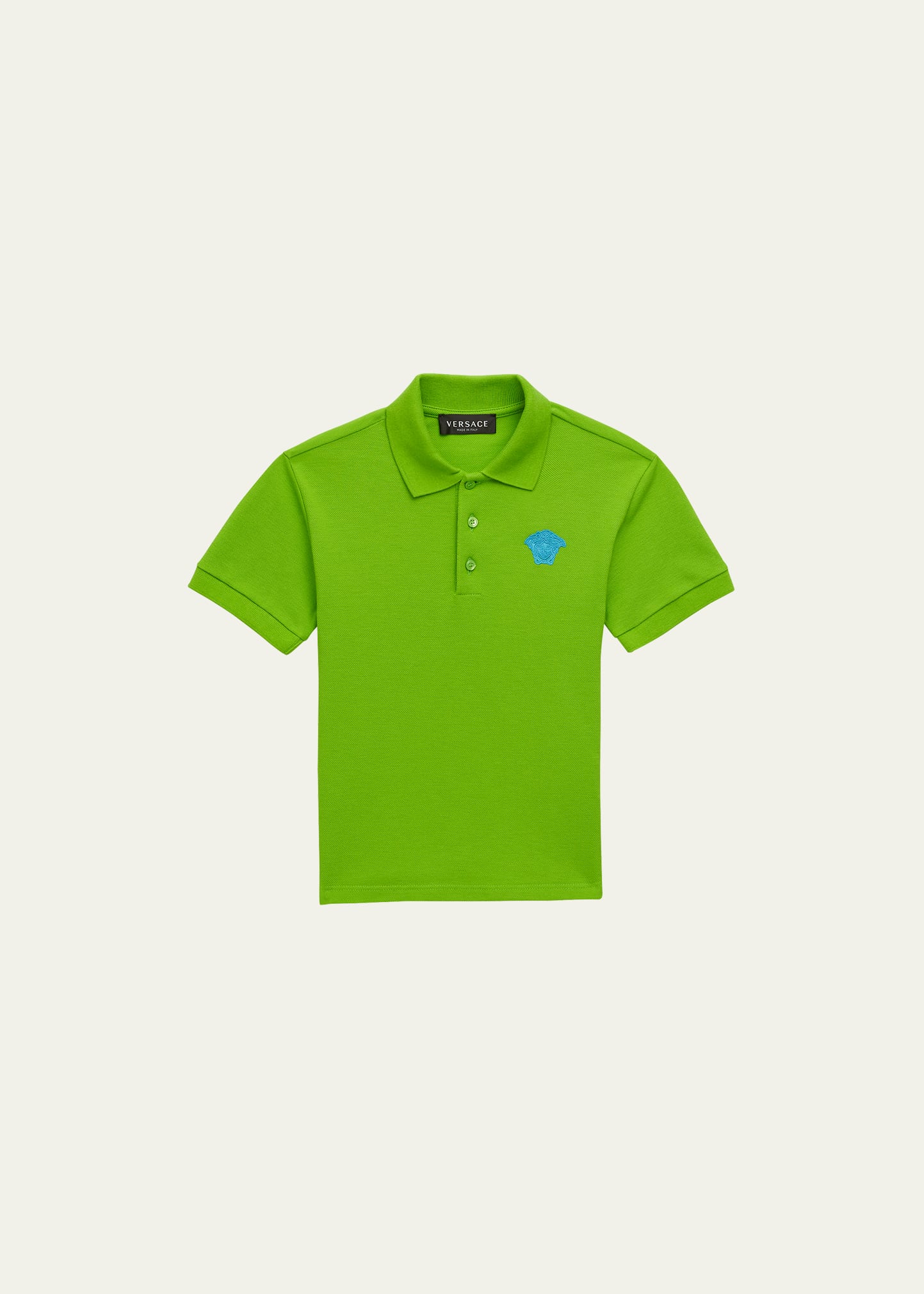 Versace , Medusa Embroidered Baby Polo Shirt, Lime, 3-6m In Aciddaddy