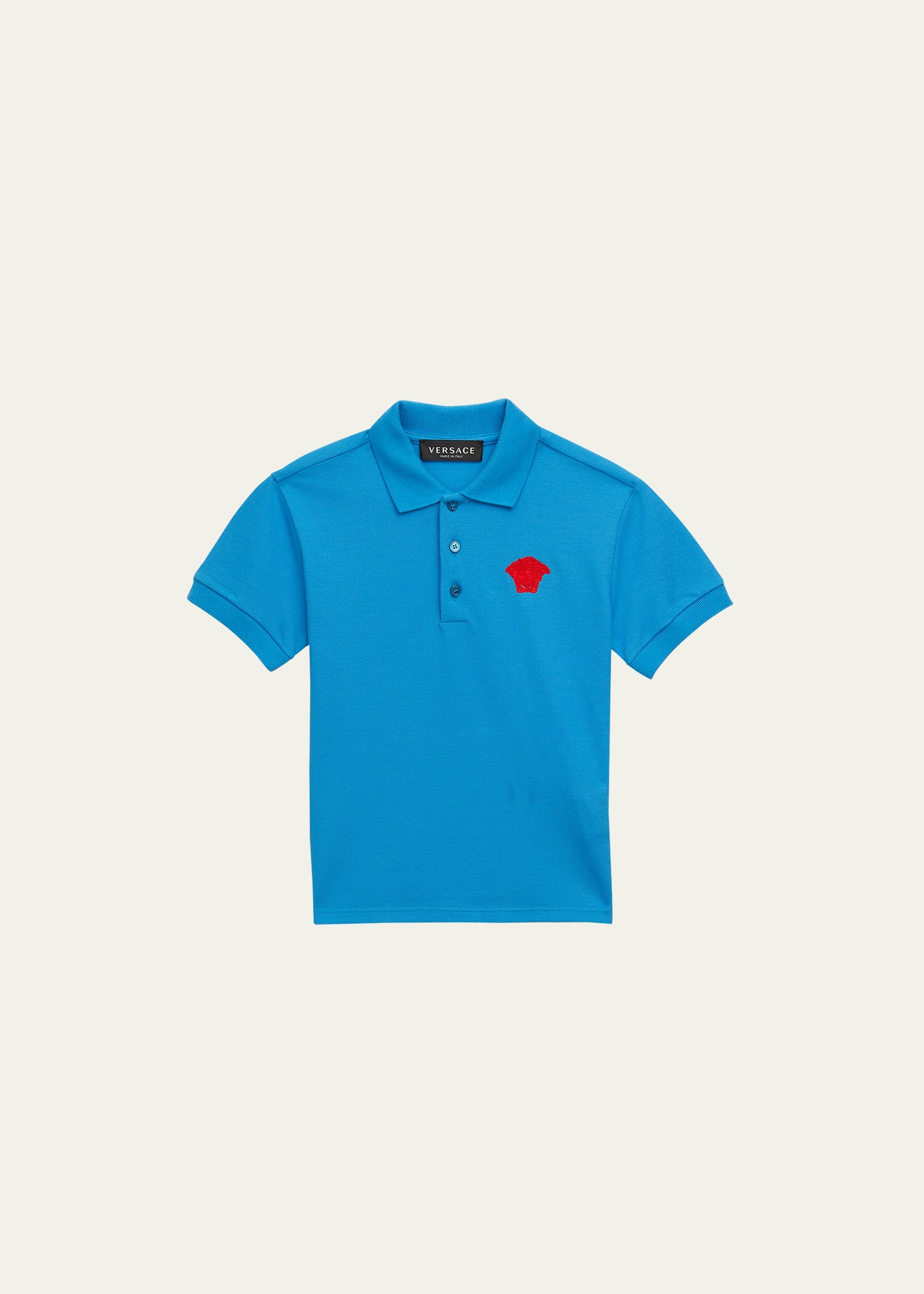 Versace Boy's Embroidered Medusa Head Polo Shirt In Daddyred