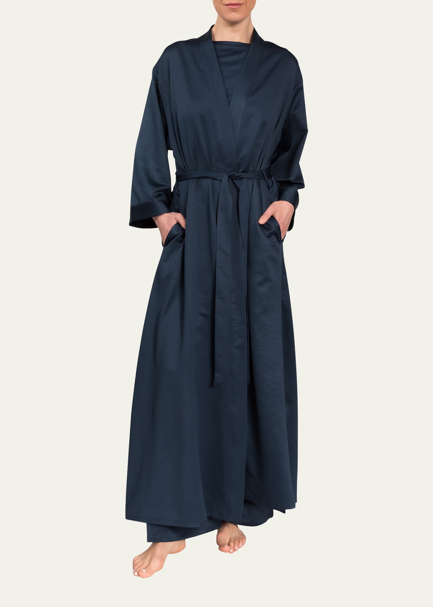 Everyday Ritual Colette Cotton Robe In Inky Blue