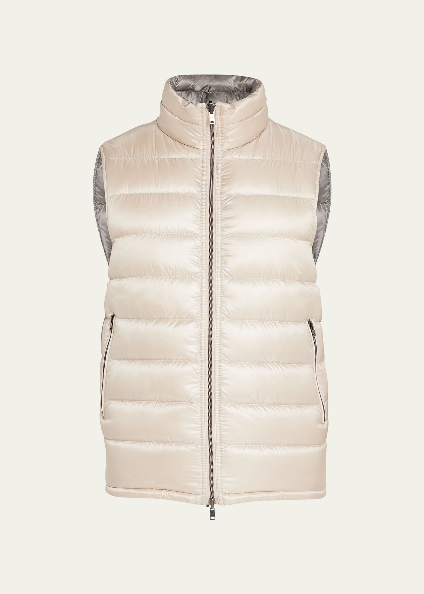 Herno Zipped-up Padded Vest In Champagne Silver