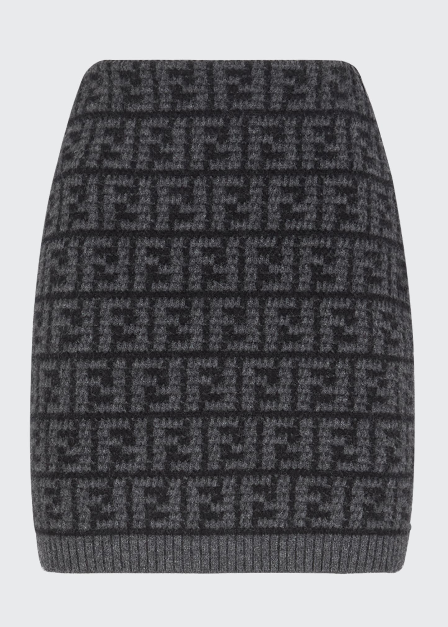 Fendi FF Logo Crochet Cashmere Mini Skirt