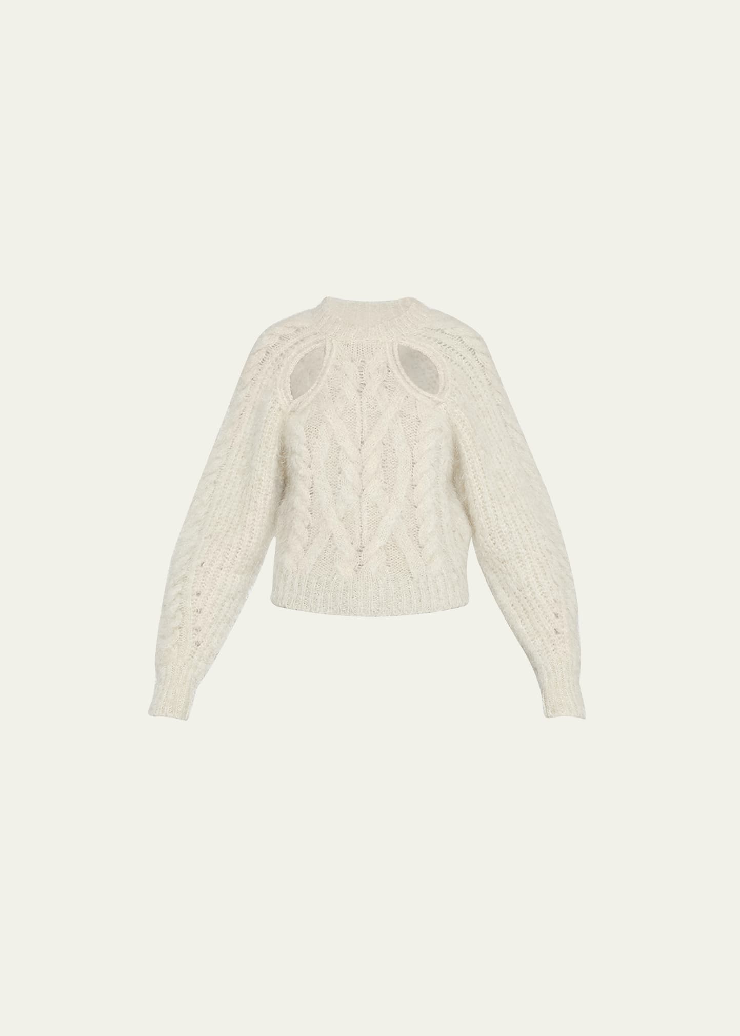 Isabel Marant Palima Cutout Cable-knit Mohair-blend Sweater In Beige