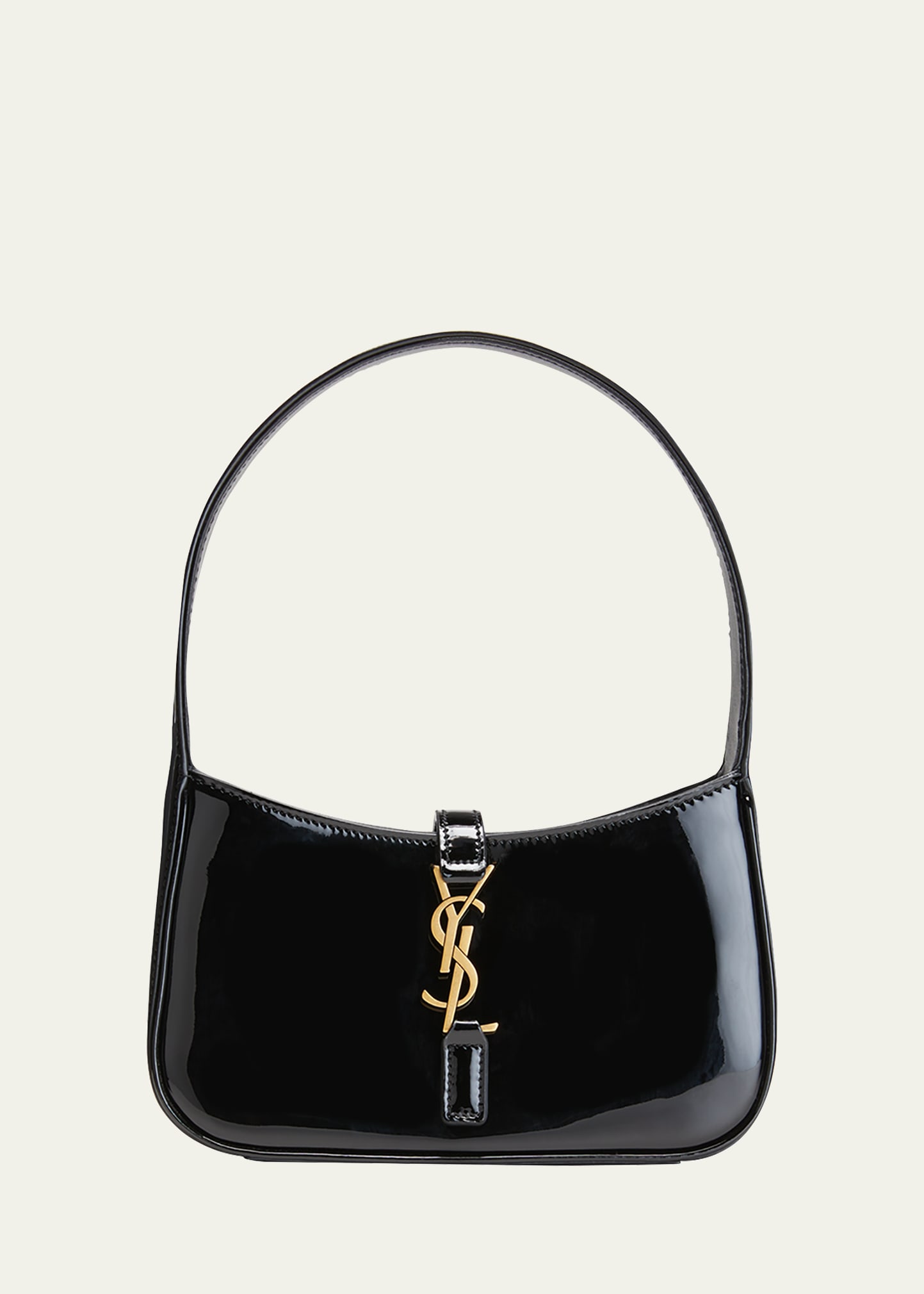 Saint Laurent Le 5a7 Ysl Patent Leather Shoulder Bag In Nero
