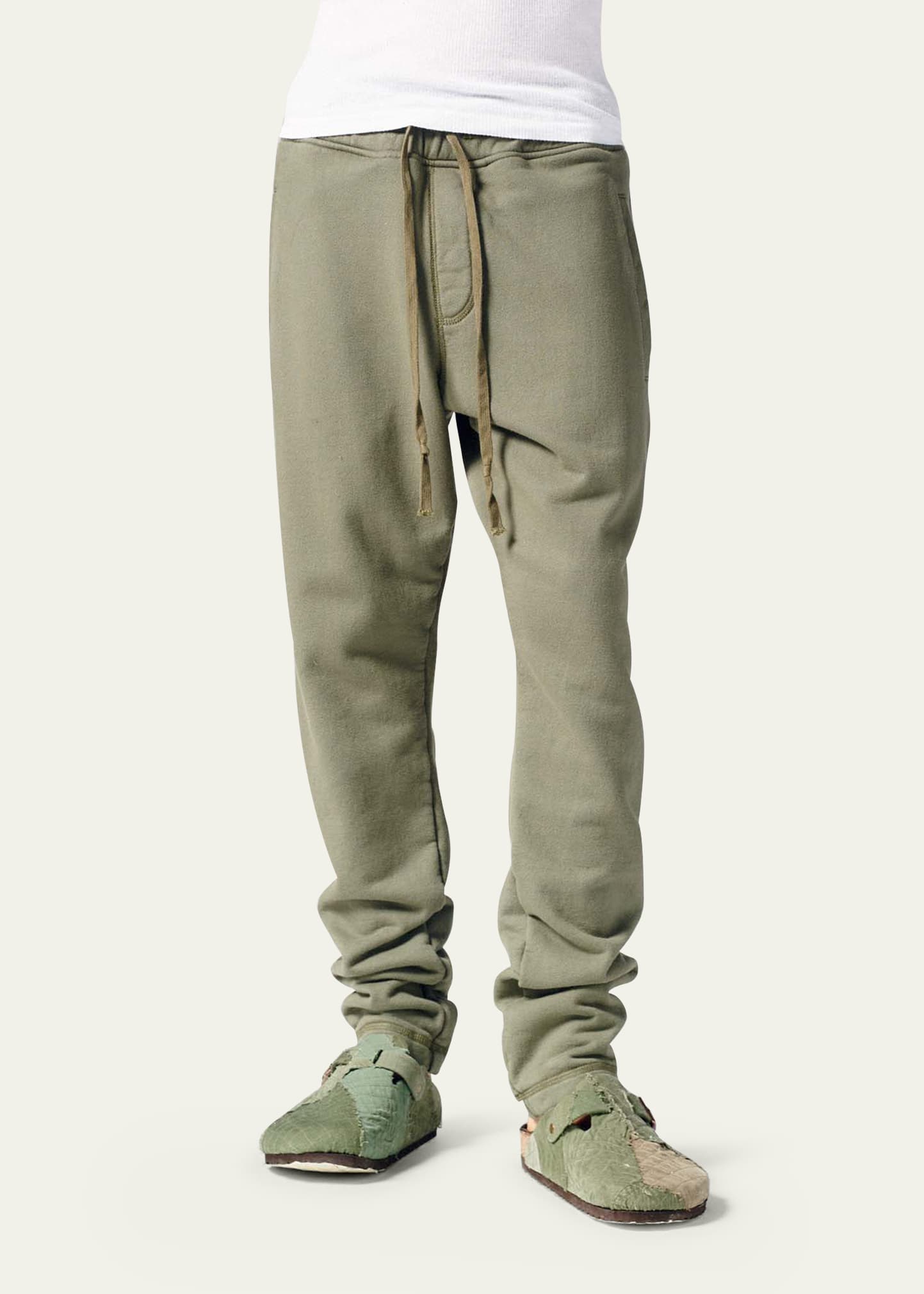 Greg Lauren Sleeping Bag Tapered Cotton Drawstring Cargo Trousers In Army