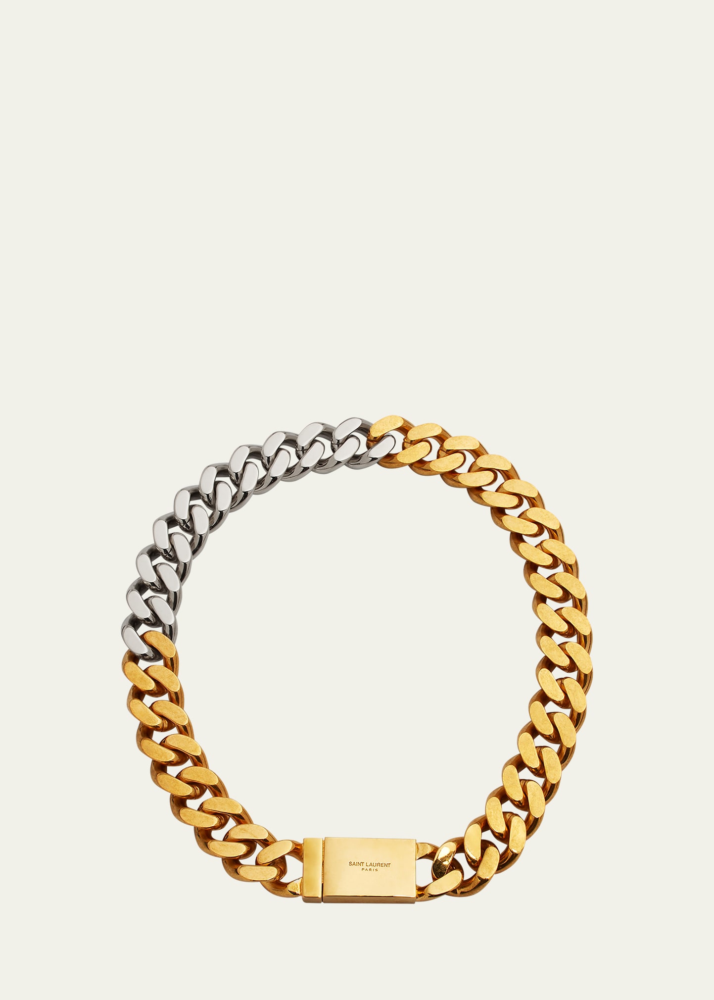 Saint Laurent Thick Curb Chain Necklace In Gold Multi