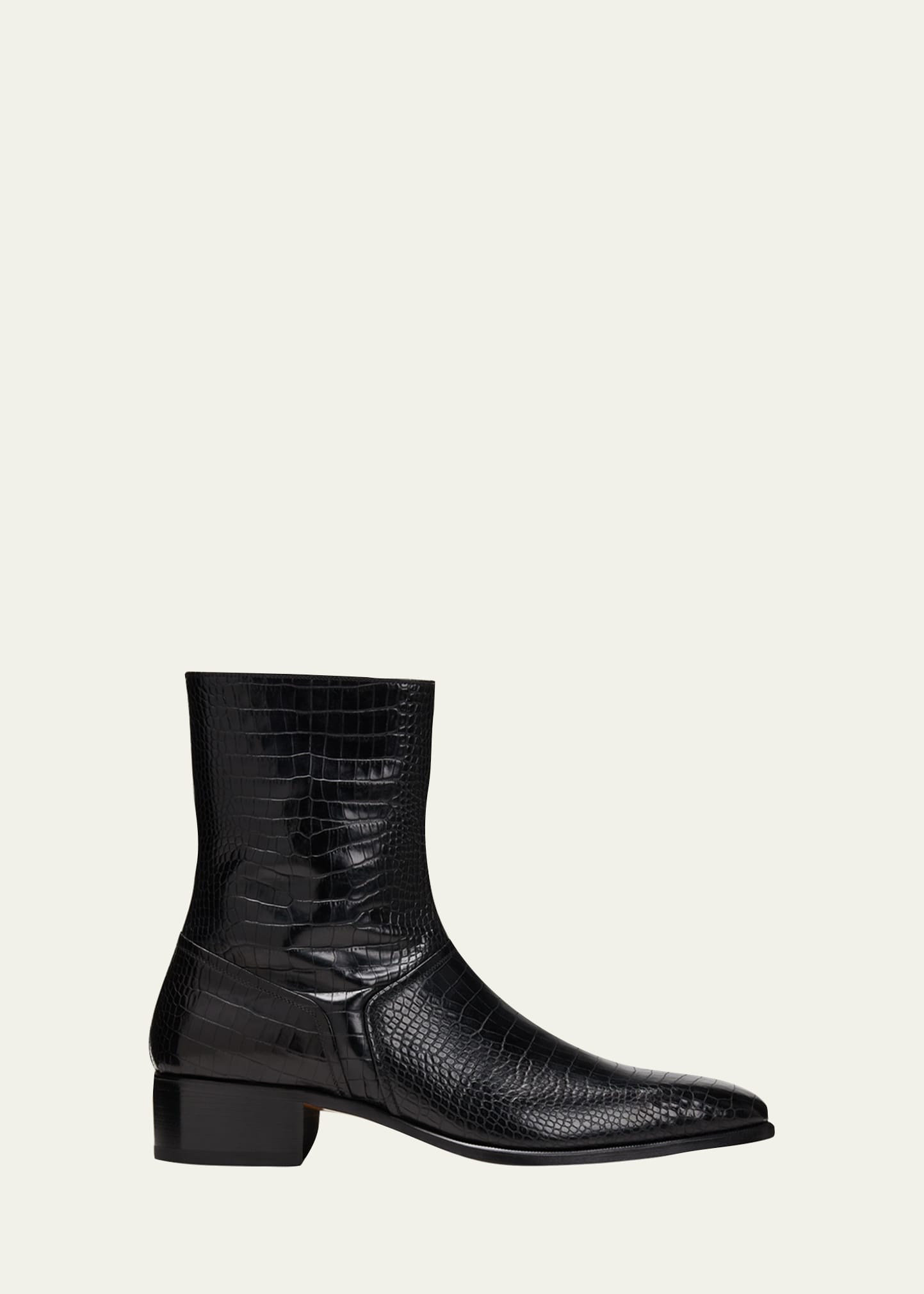 Men's Alec Alligator-Print Leather Zip Ankle Boots