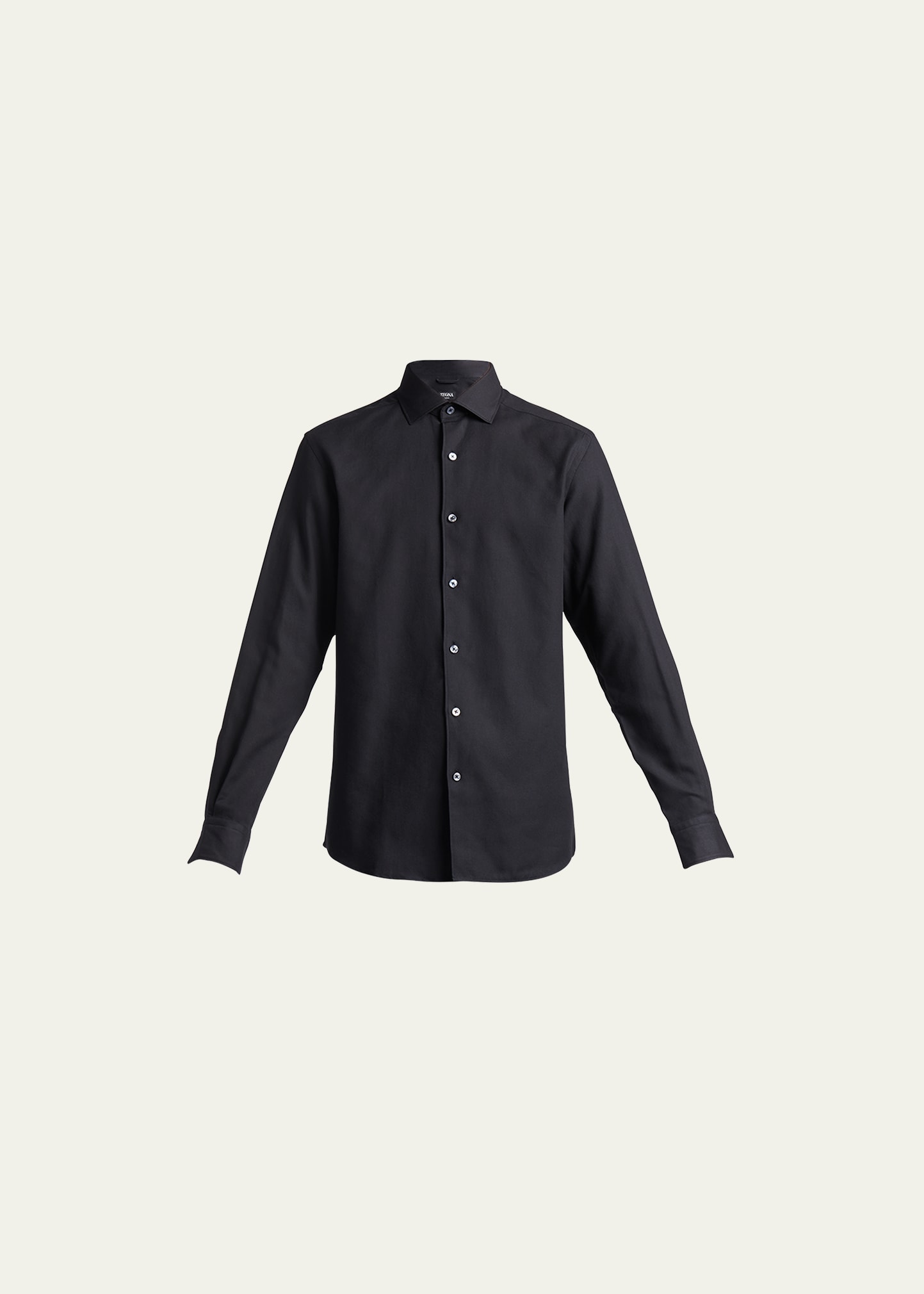 Zegna Cotton And Cashmere-blend Twill Shirt In Blk Sld