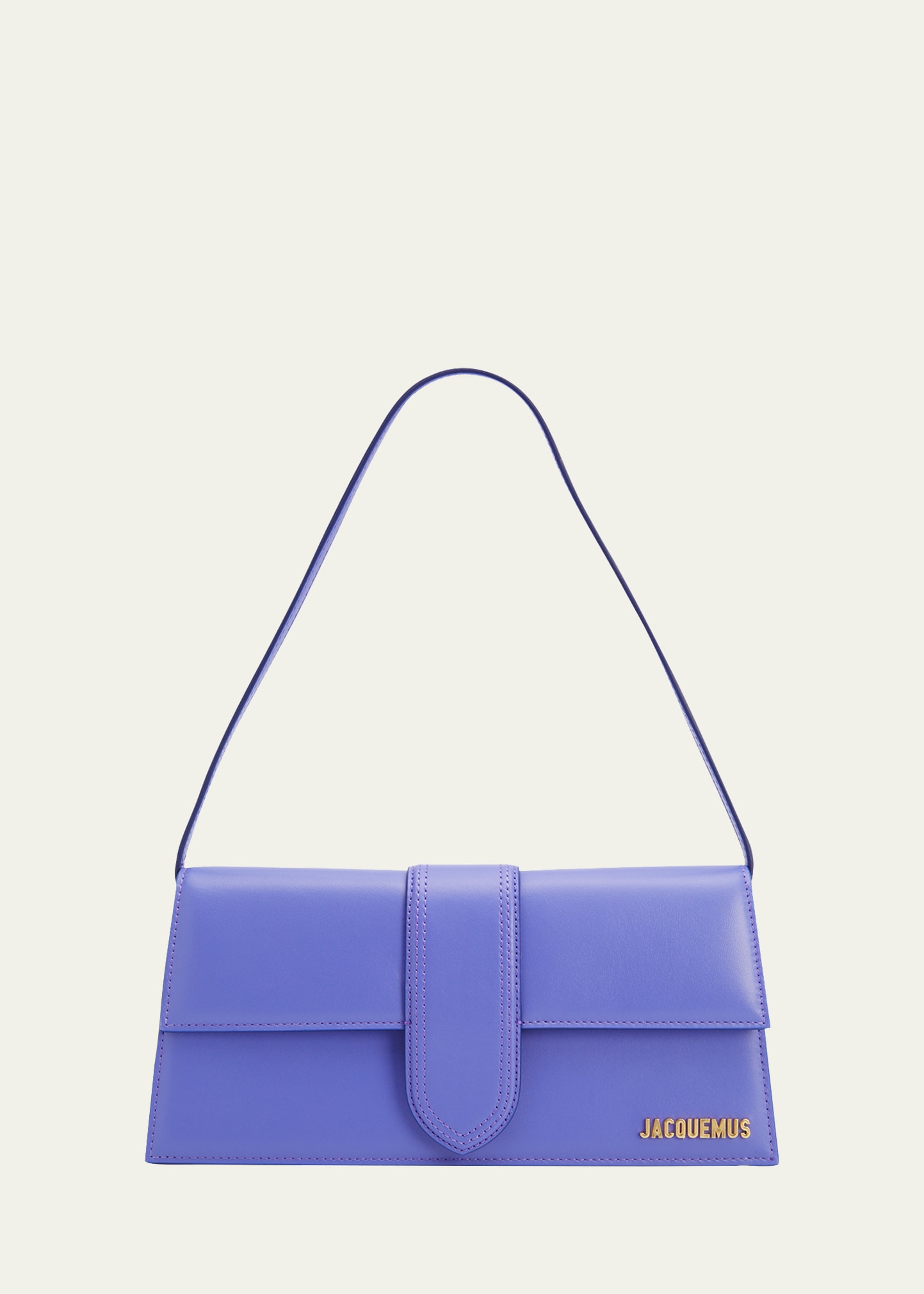 Jacquemus Leather Le Bambino Long Shoulder Bag In Purple