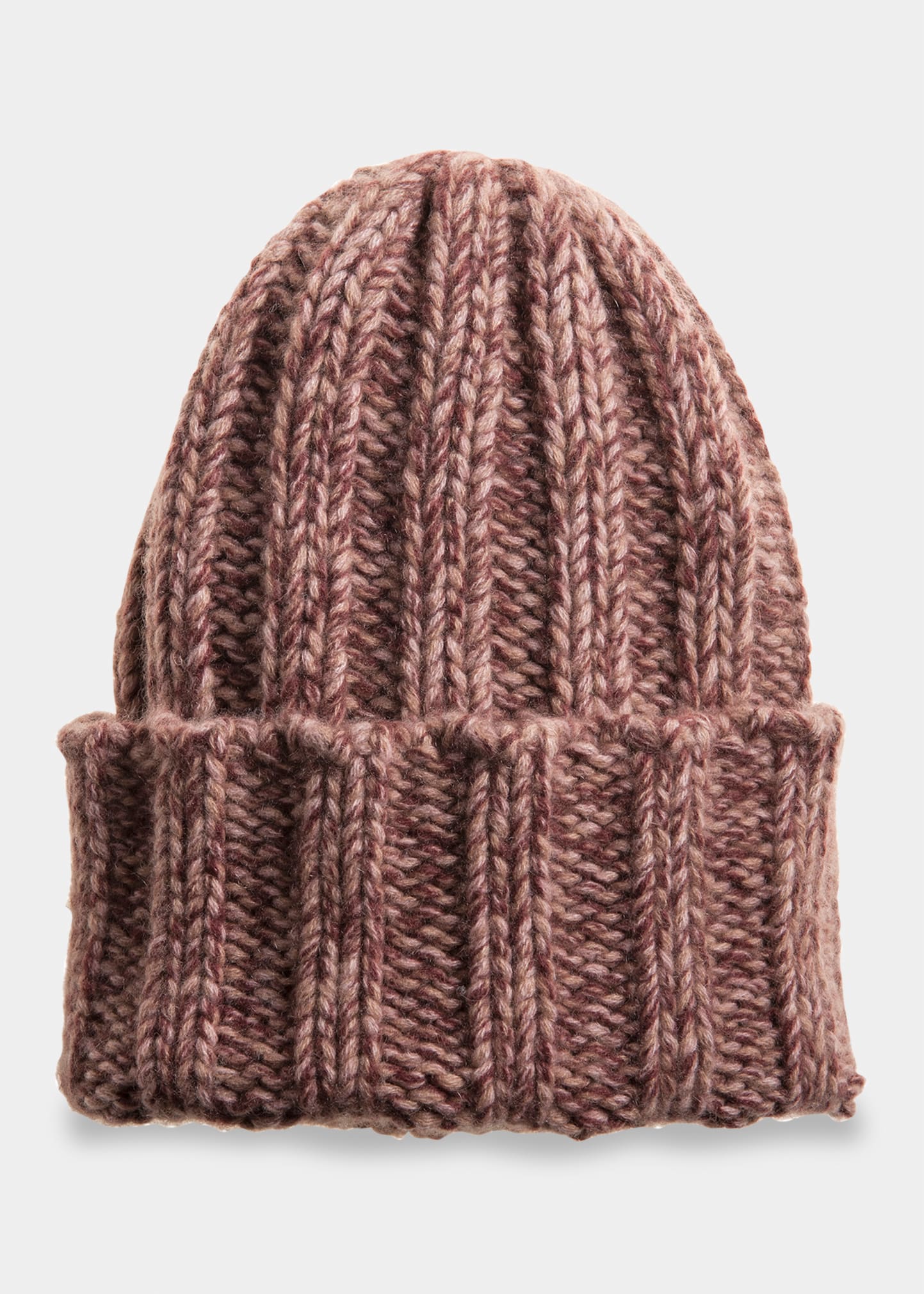 Inverni Men's Chunky Rib-knit Cashmere Beanie Hat In Red Marl