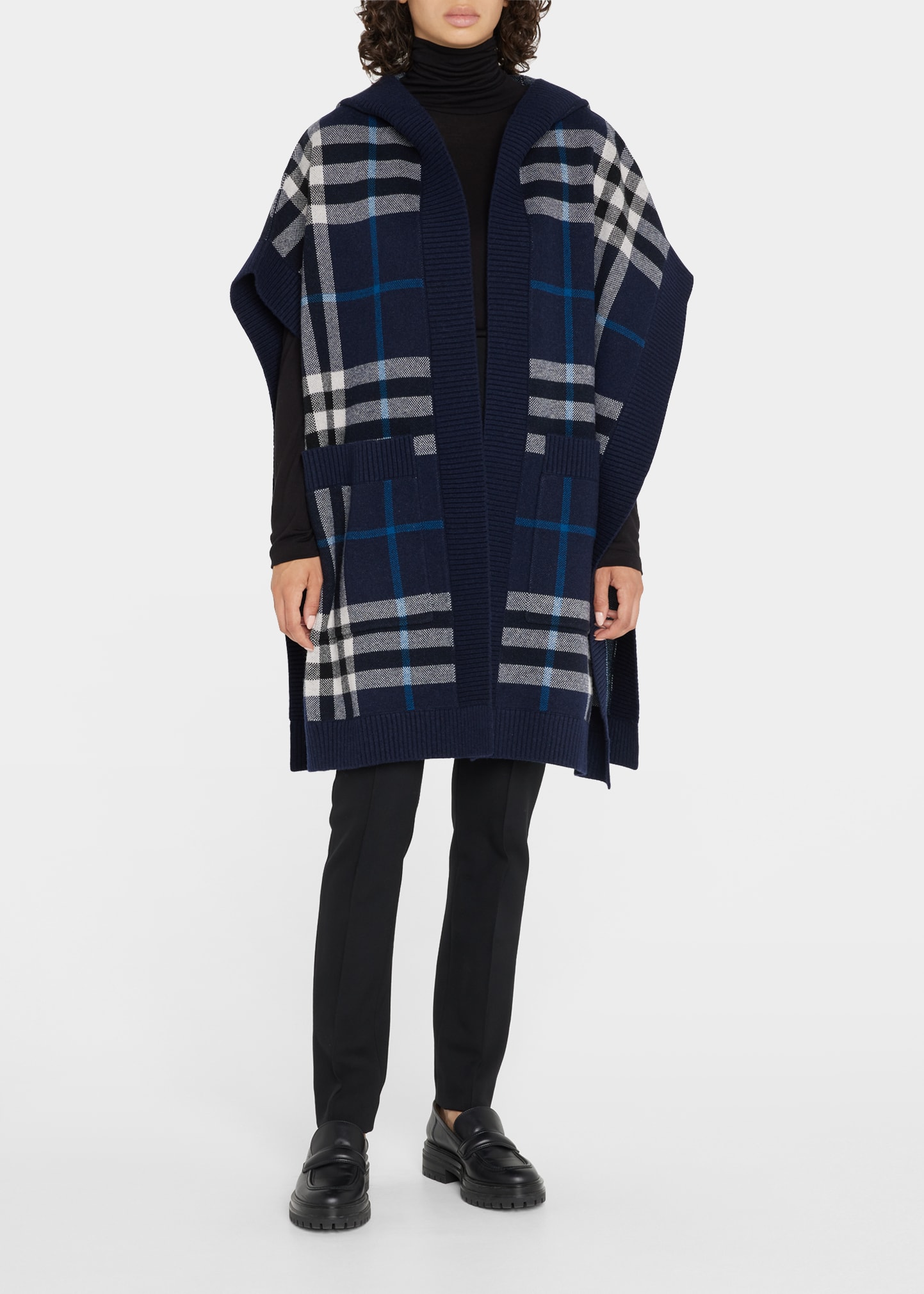 Carla Check Cashmere-Blend Cape