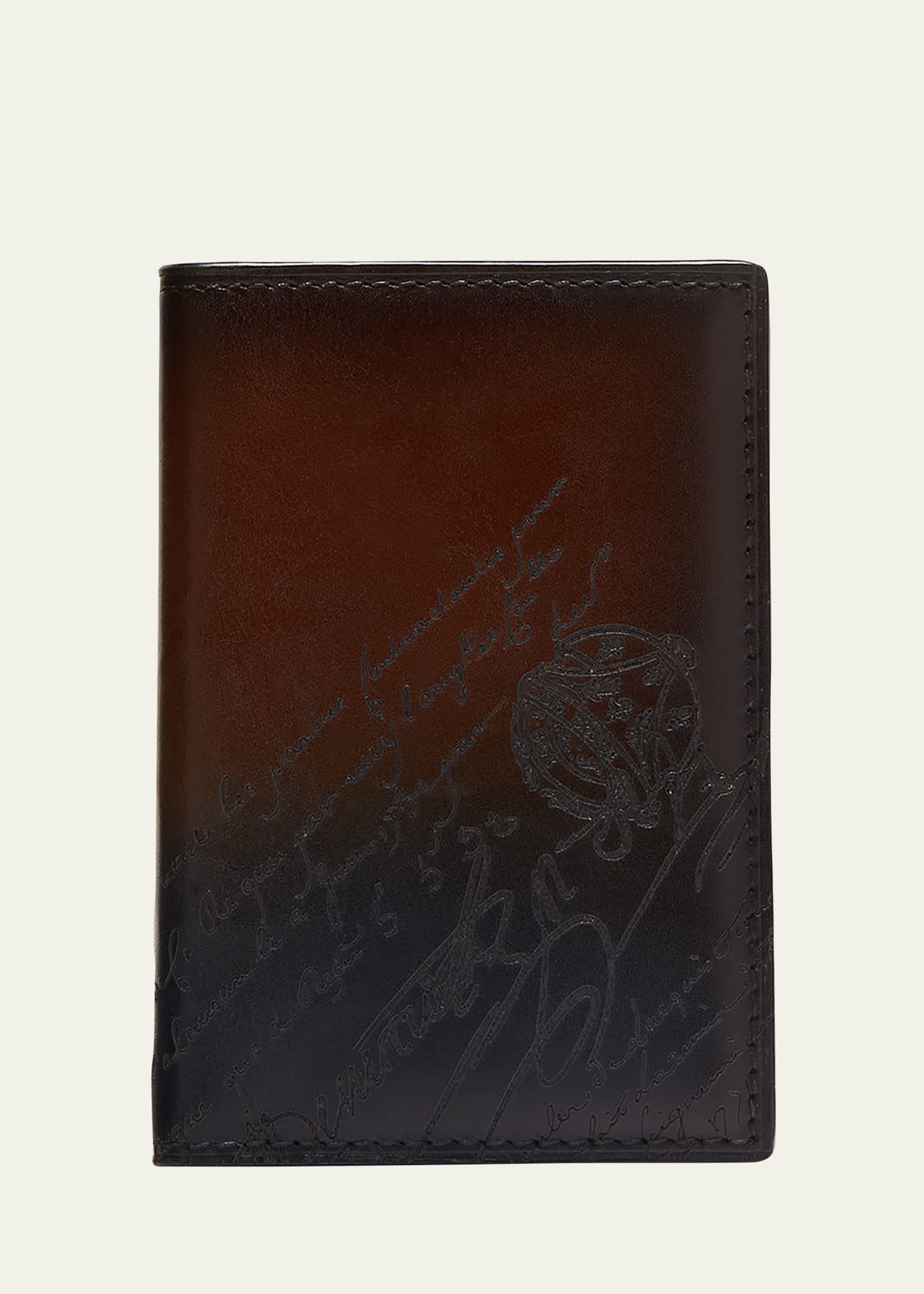 Berluti Men's Scritto Bifold Card Holder In Cloudy Cacao