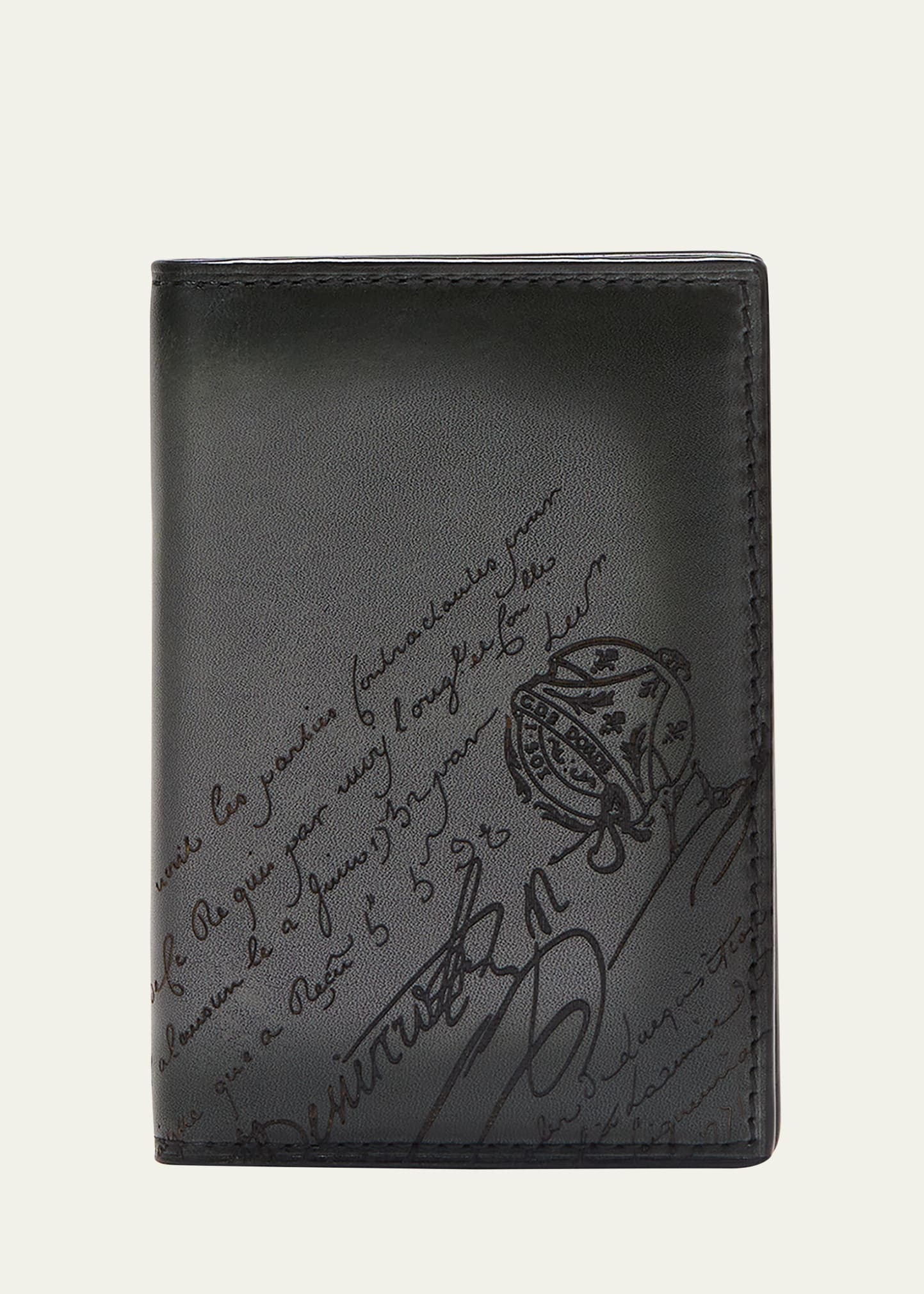 Men's Jagua Scritto Leather Vertical Bifold Card Holder