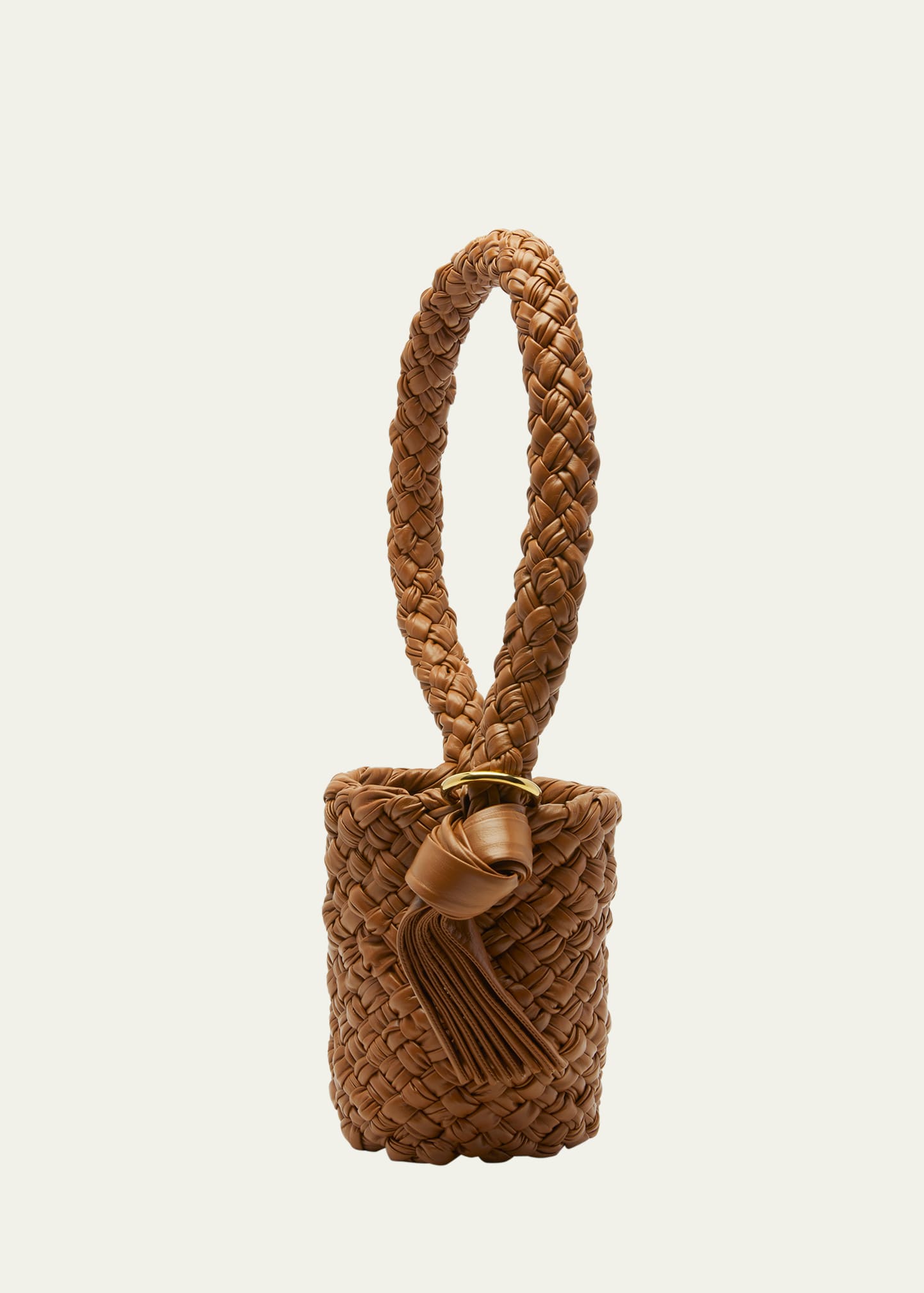 Bottega Veneta Kalimero Intrecciato Pleated Bucket Bag In 2633 Wood