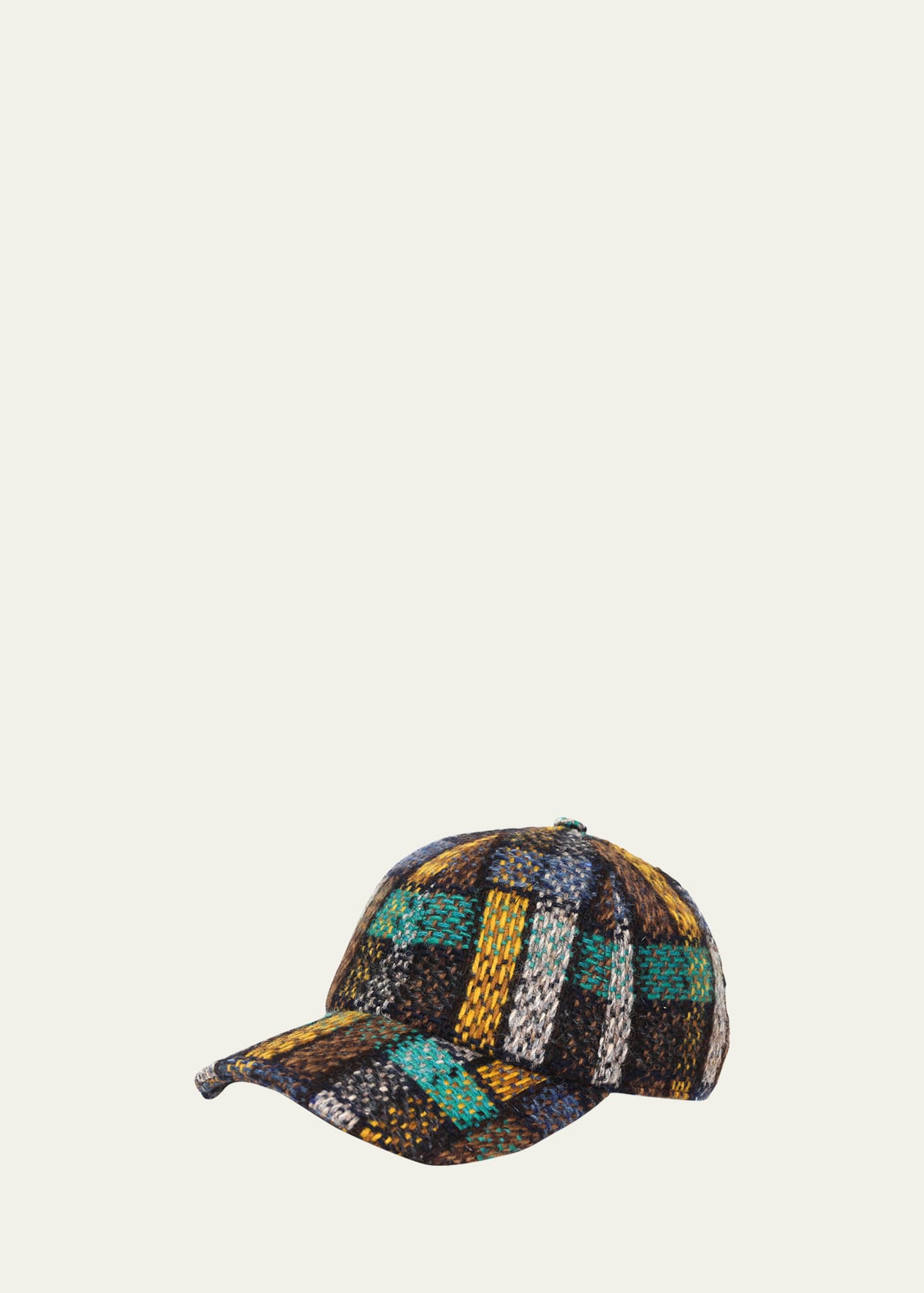 Men's Plaid-Print Wool Baseball Cap