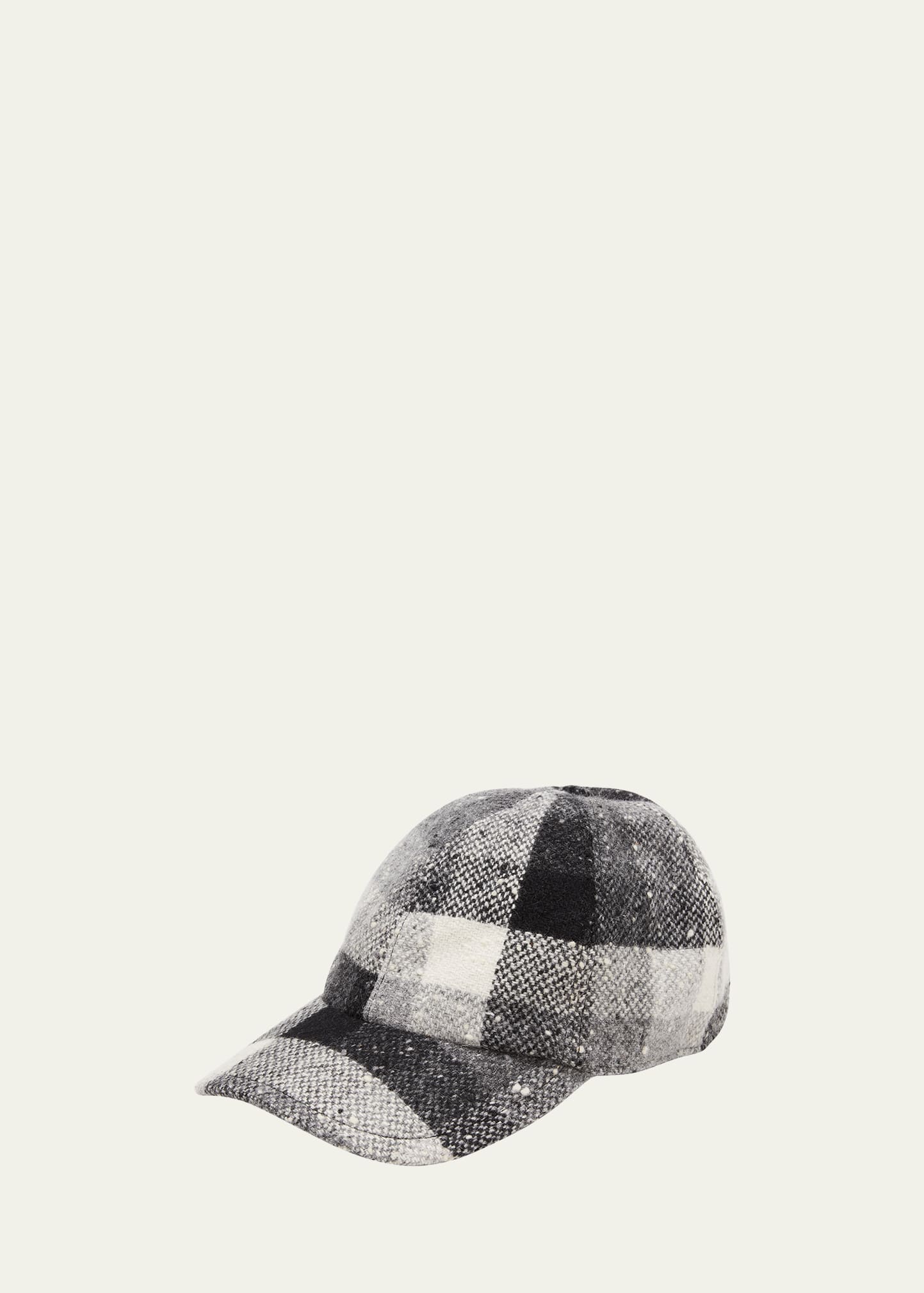 Men's Plaid-Print Wool Baseball Cap