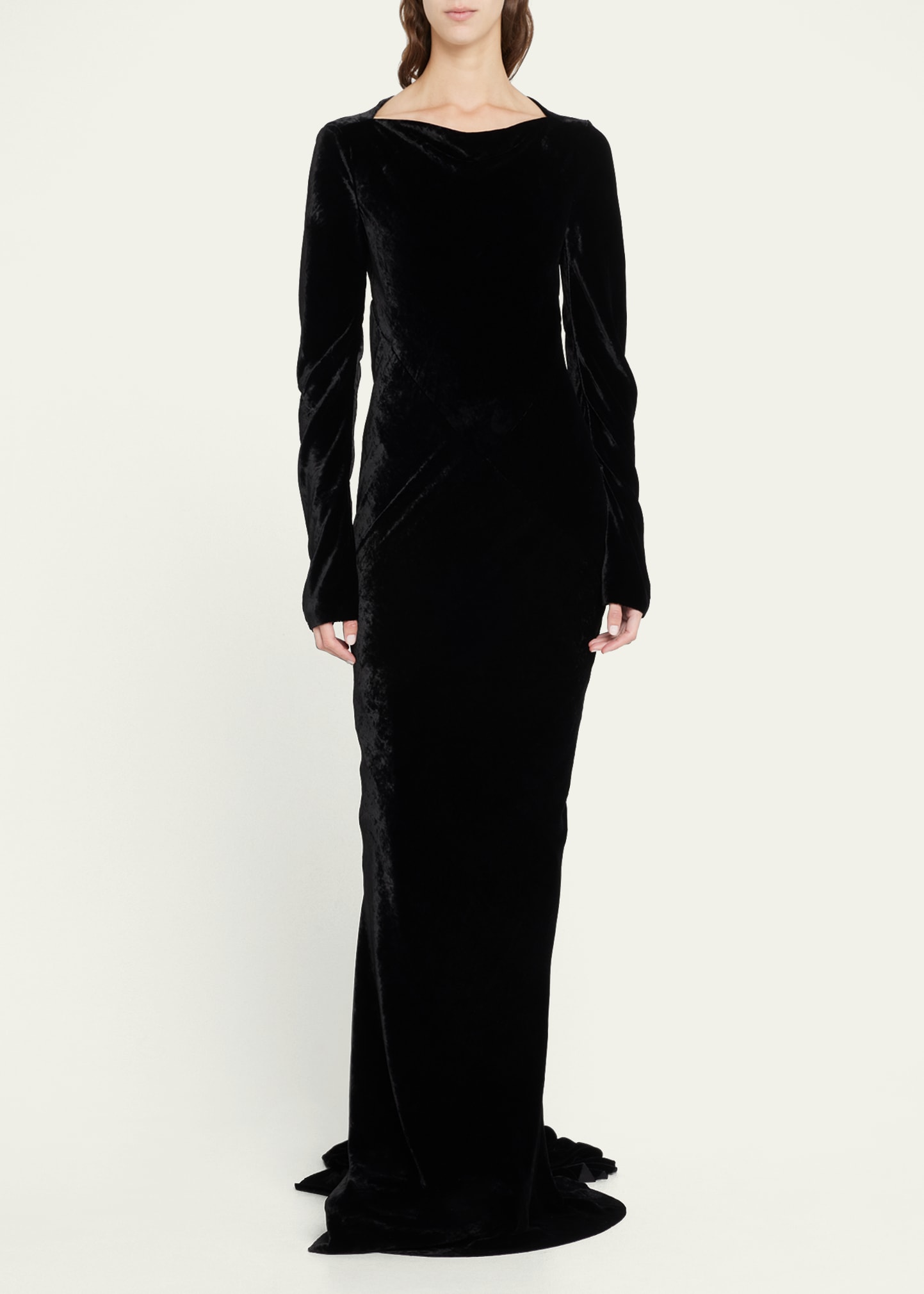 Rick Owens Velvet-effect Long Dress In Black