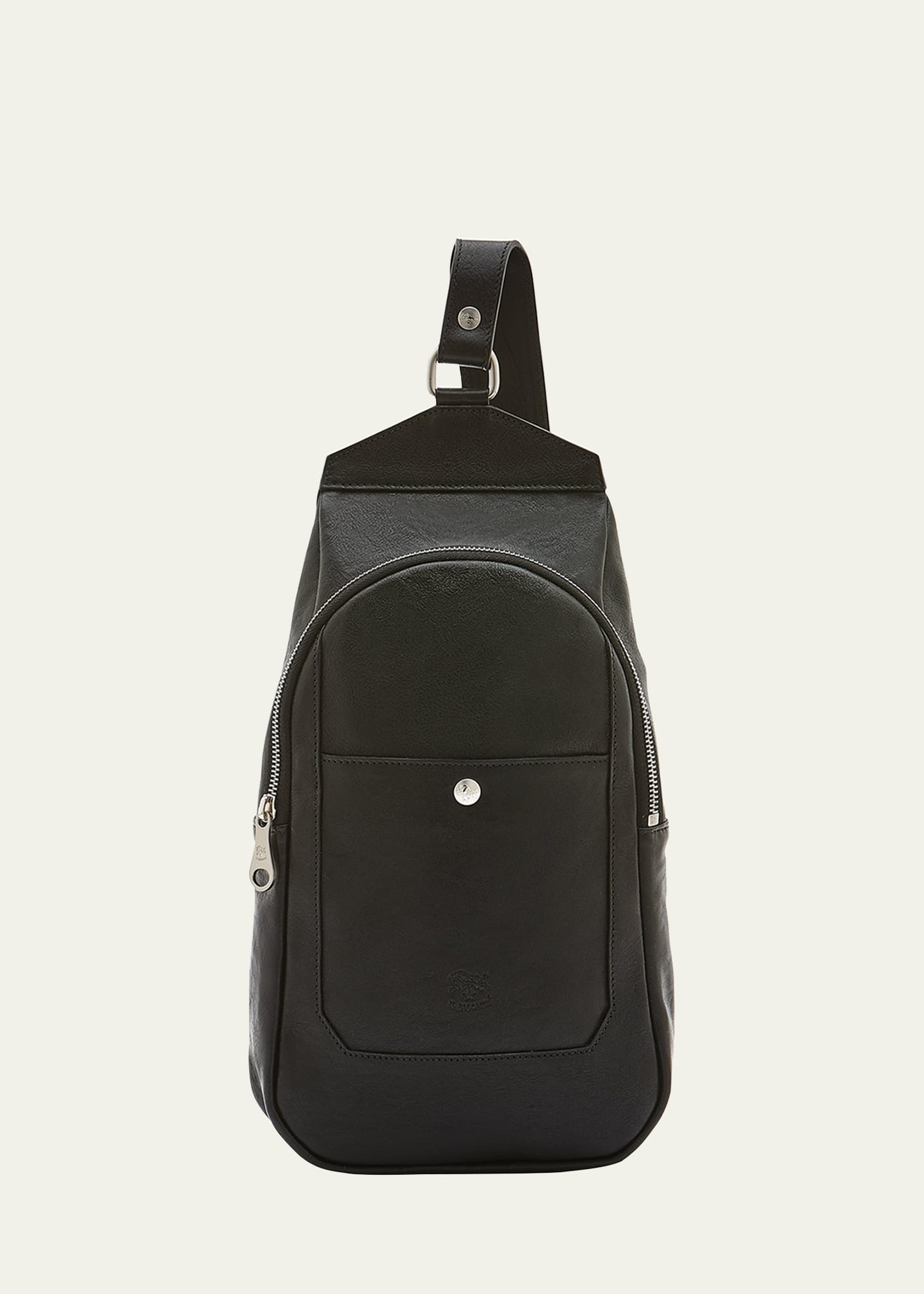 Shop Il Bisonte Men's Cosimo Leather Single-shoulder Backpack In Black
