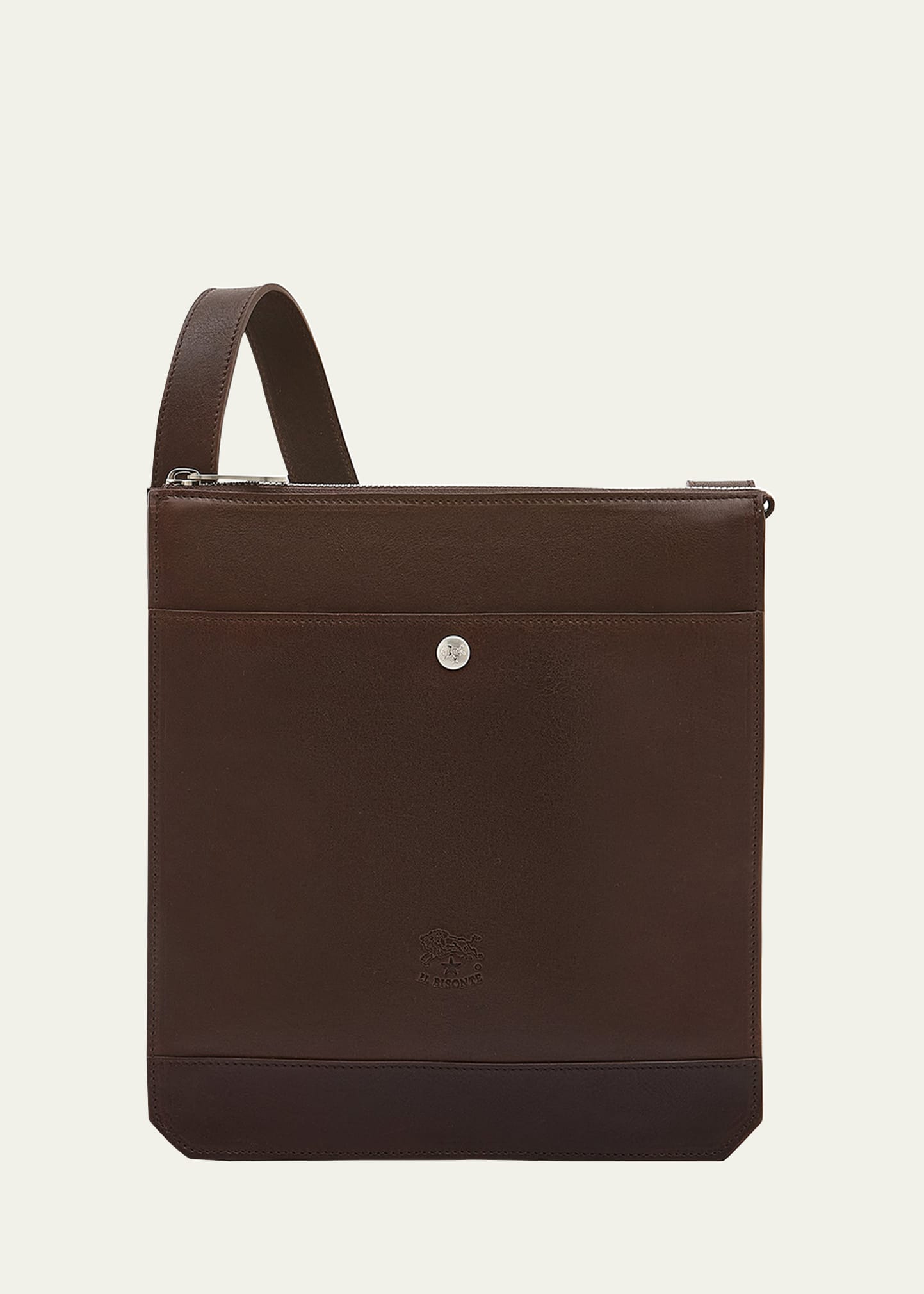 Shop Il Bisonte Men's Meleto Leather Crossbody Bag In Coffee