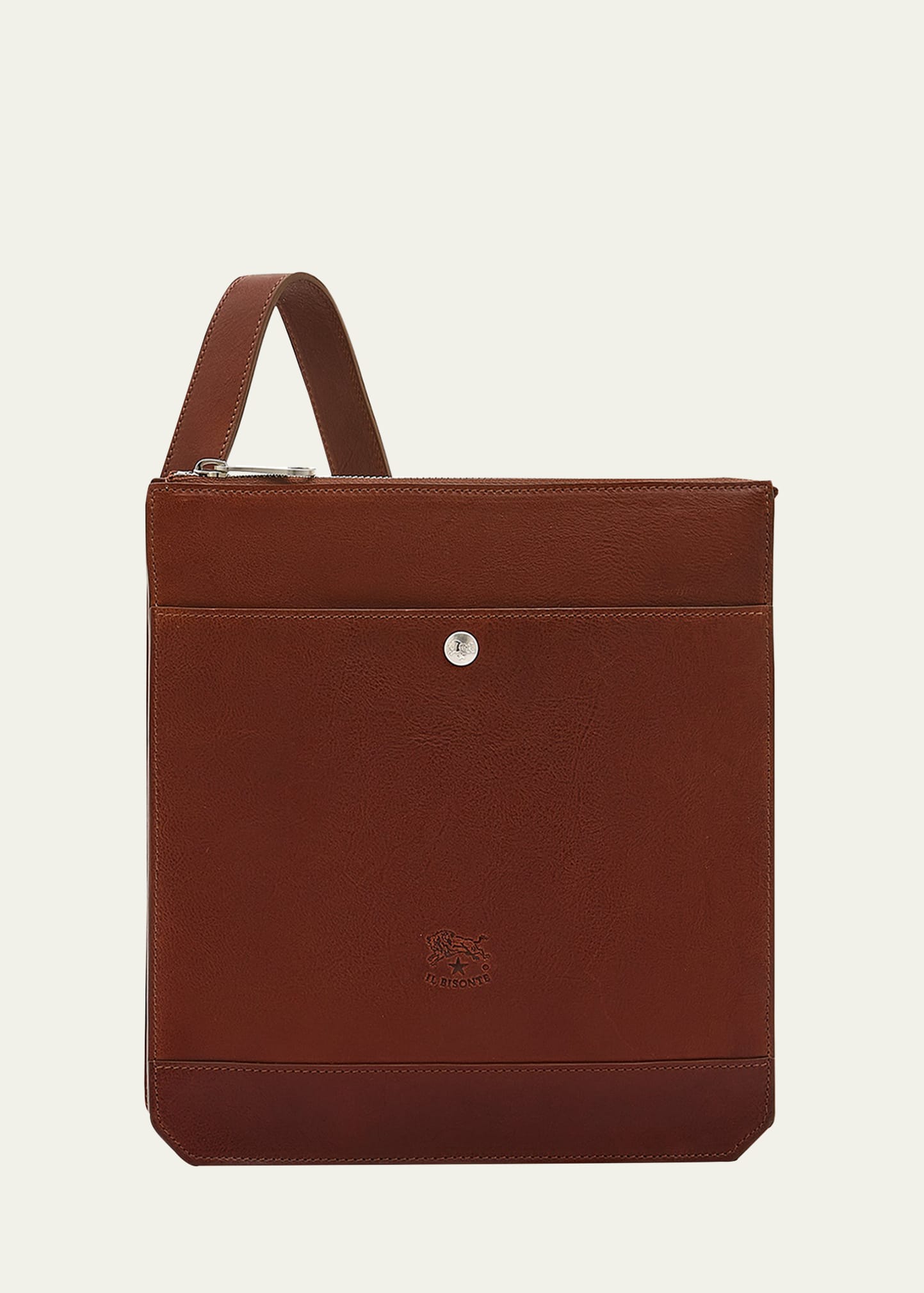 Shop Il Bisonte Men's Meleto Leather Crossbody Bag In Cognac