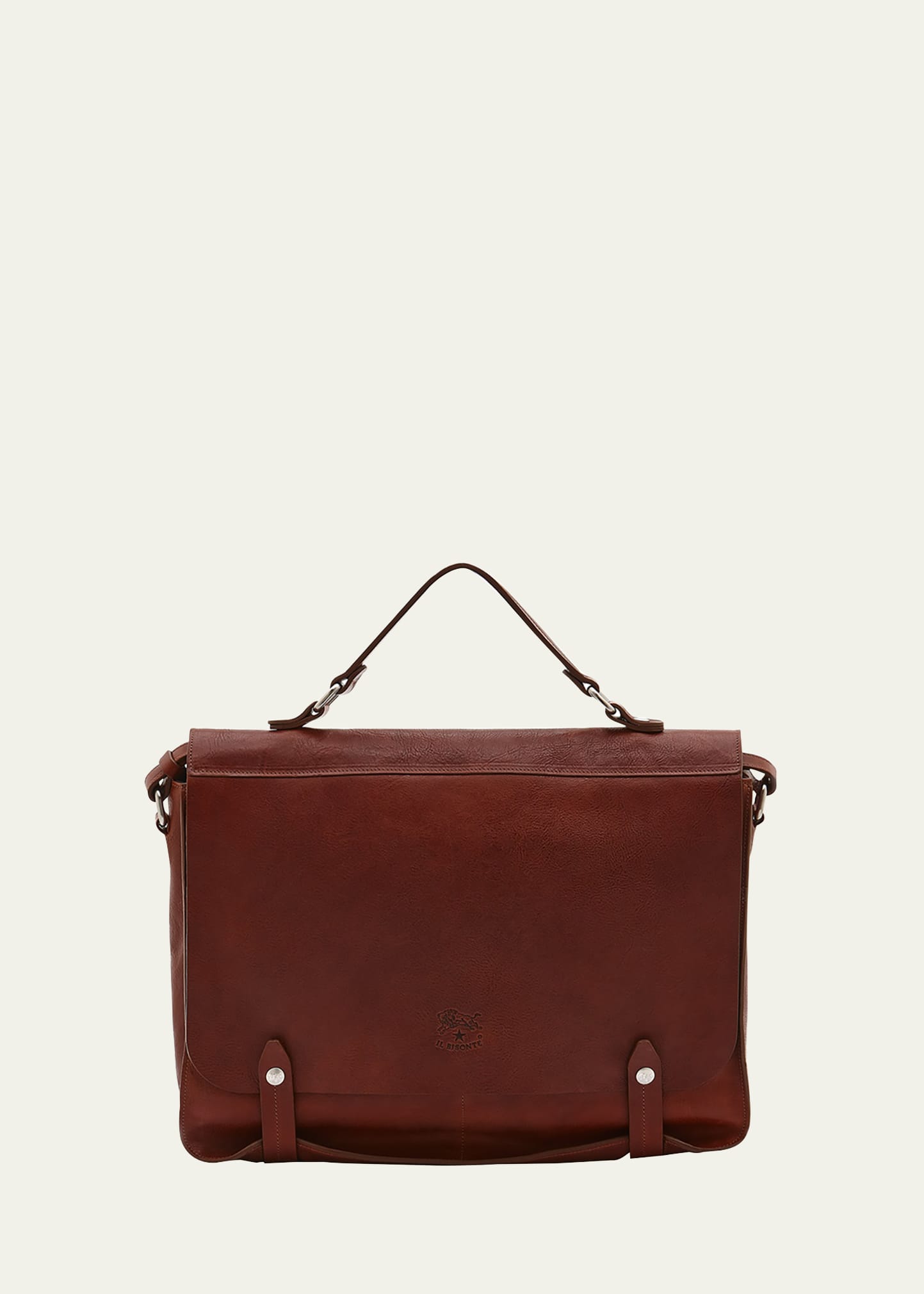 Il Bisonte Men's Brolio Vachetta Leather Briefcase Bag In Cognac