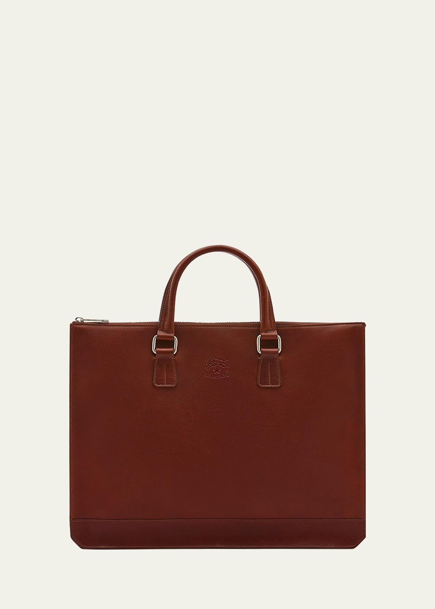 Il Bisonte Men's Meleto Leather Zip Briefcase Bag In Cognac