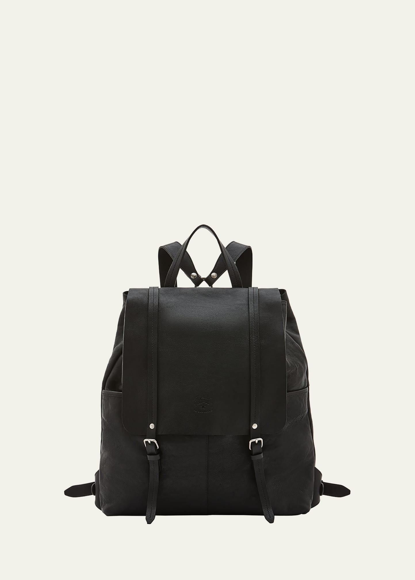 Shop Il Bisonte Men's Trappola Leather Drawstring Backpack In Black