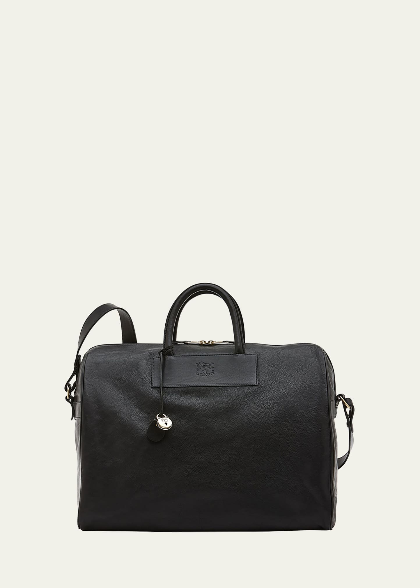Shop Il Bisonte Unisex Leather Travel Duffle Bag In Black