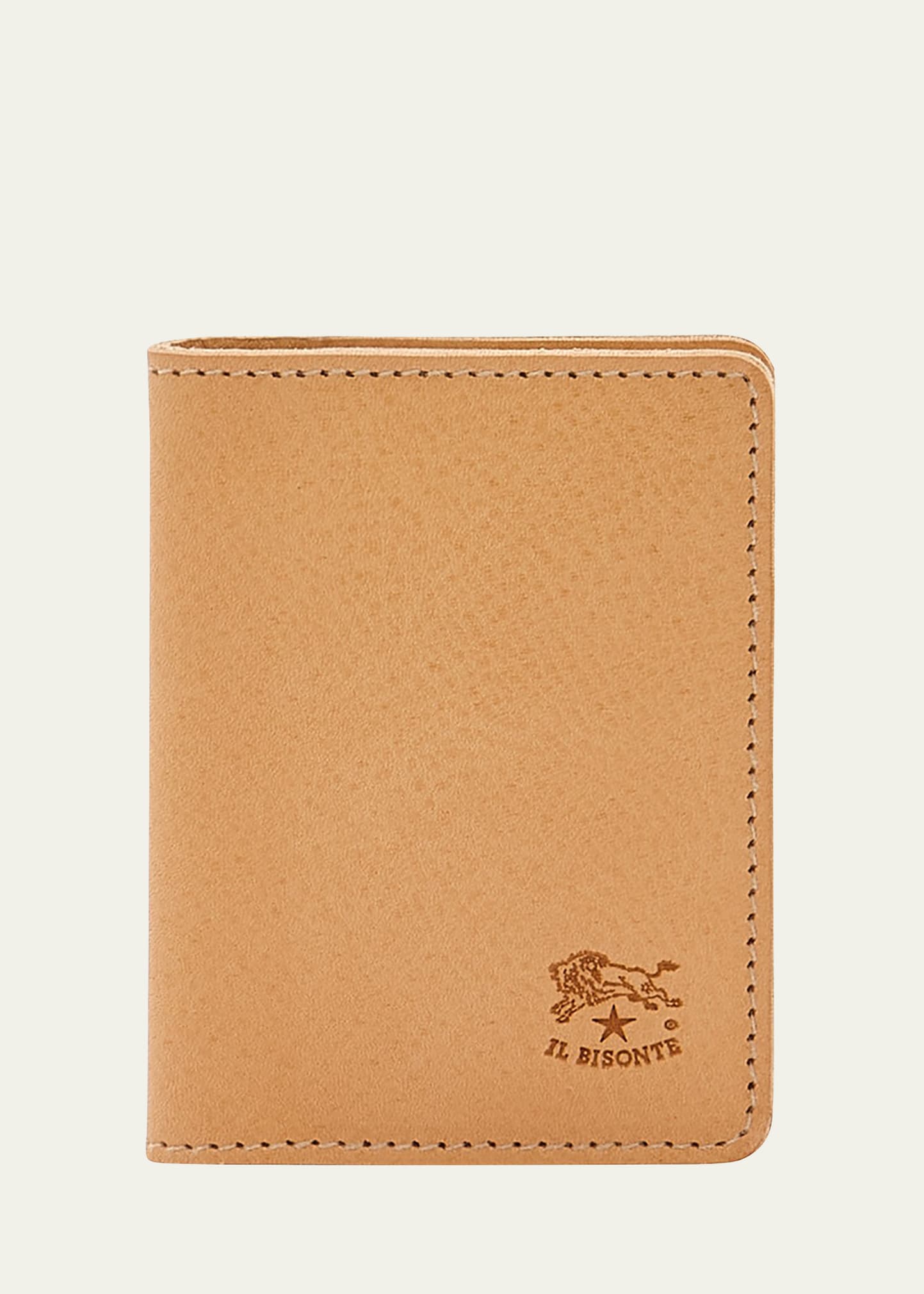 Shop Il Bisonte Men's Vachetta Leather Bifold Card Case In Natural